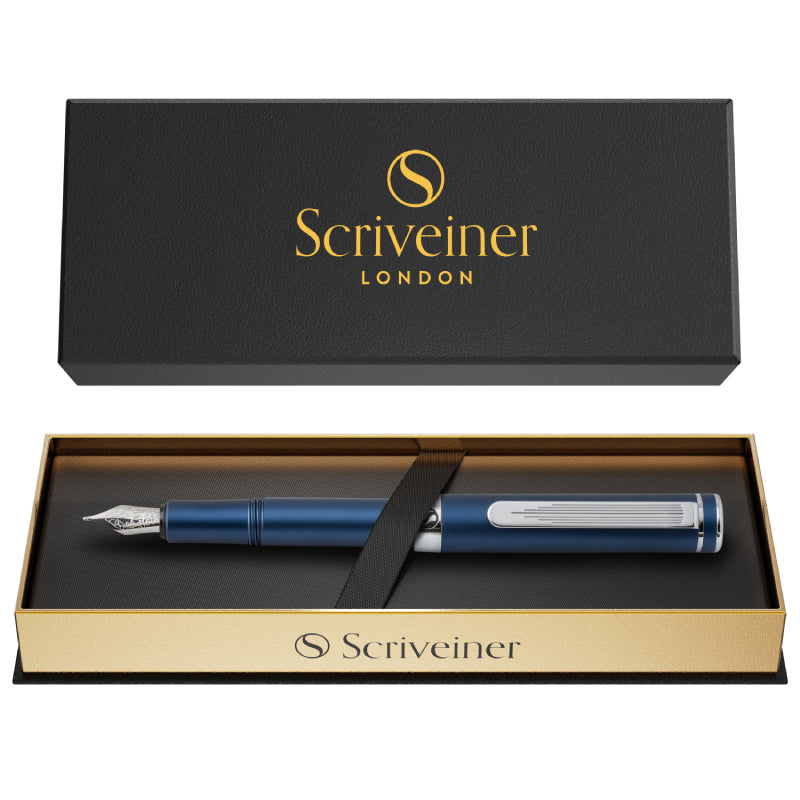 Scriveiner Pocket Pen Matt Blue Fountain Pen - Fine Nib