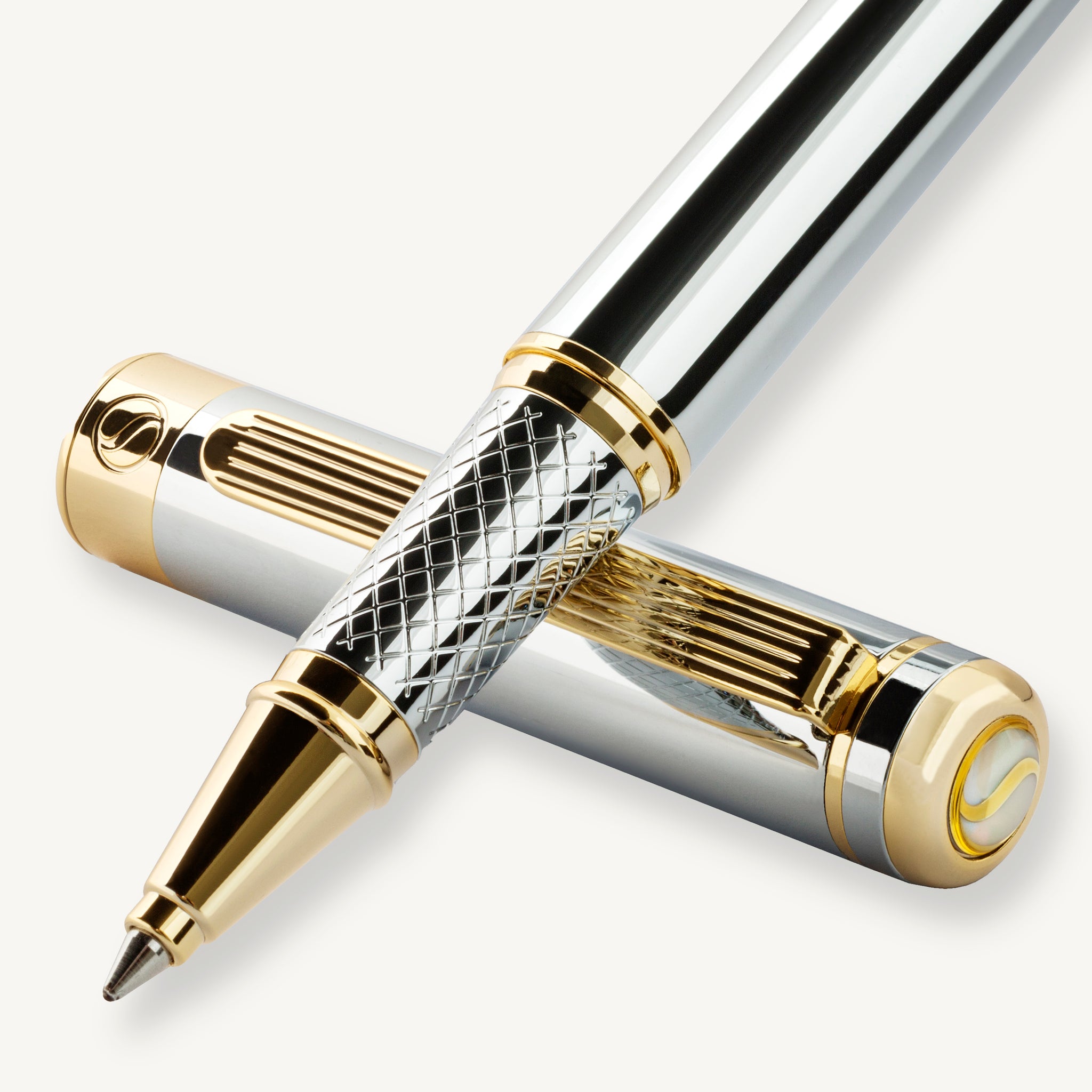 Classic Silver Chrome Rollerball Pen Luxury Minimalist Writing