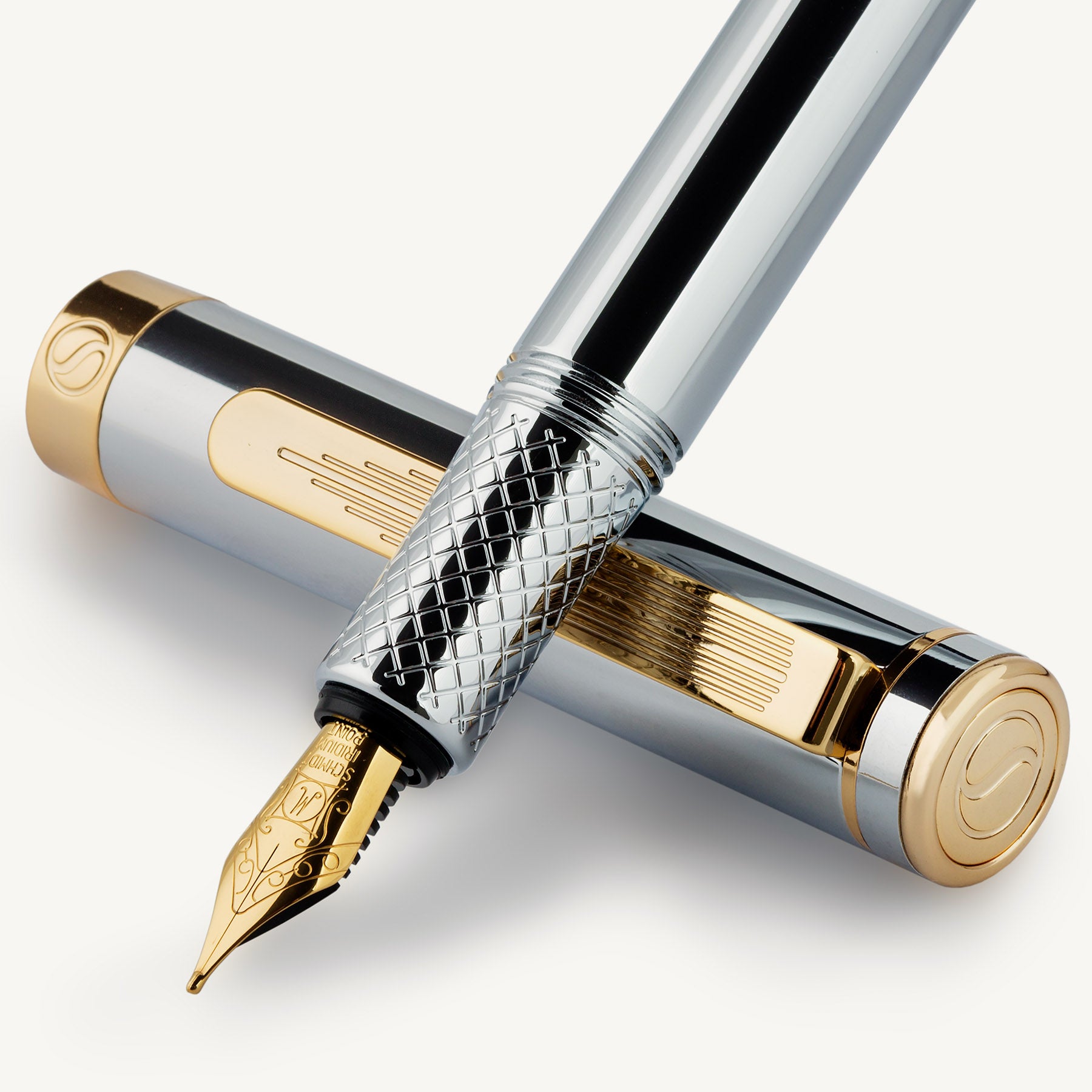 EDC Silver Gold Fountain Pen - Medium Nib