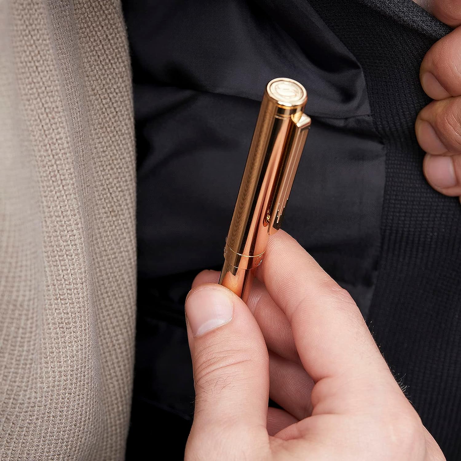 Scriveiner Gold Luxury Fountain Pen (Medium) - Award Winning - Heavy Pocket Pen, 22K Gold