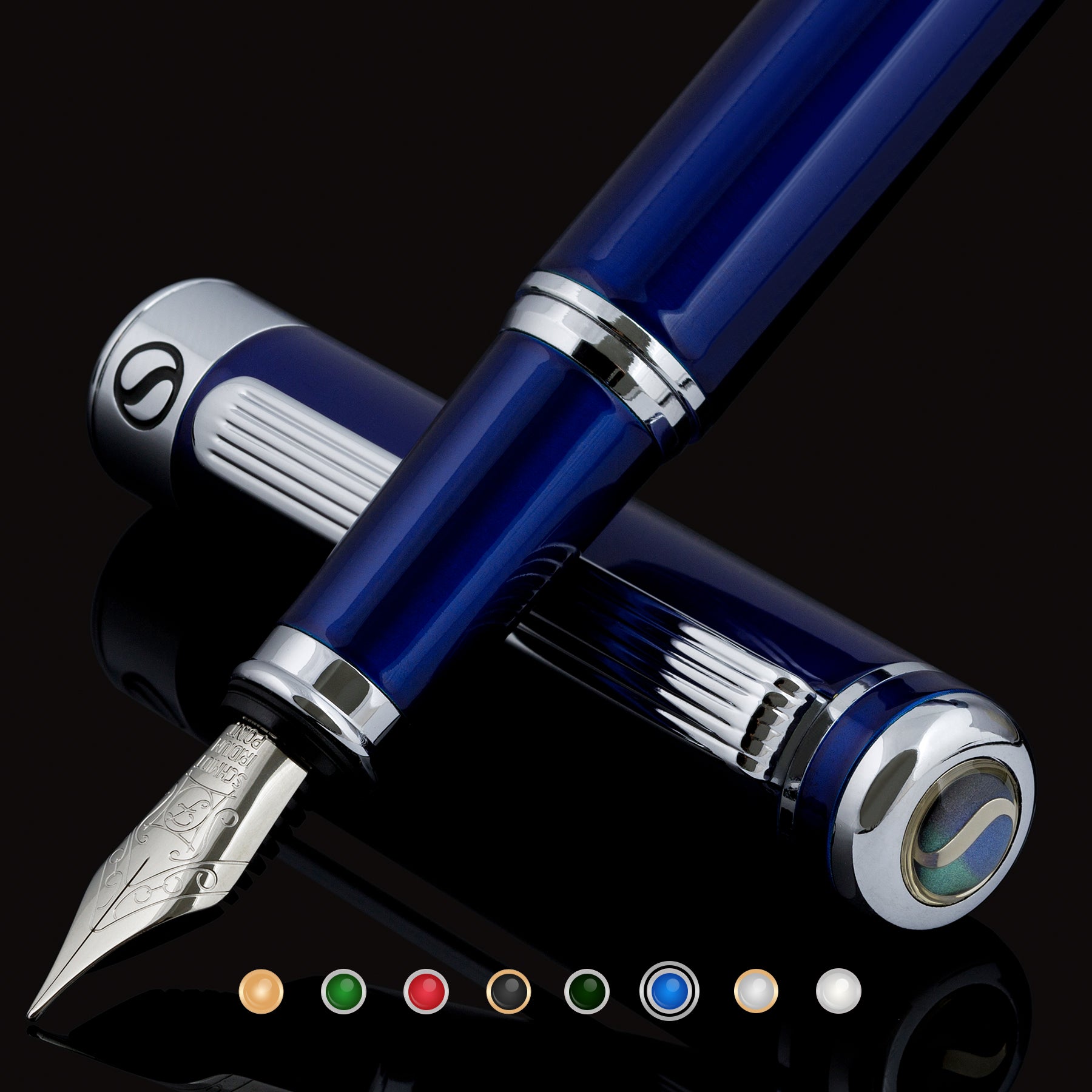 Scriveiner Classic Midnight Blue Lacquer fountain Pen - Fine Nib