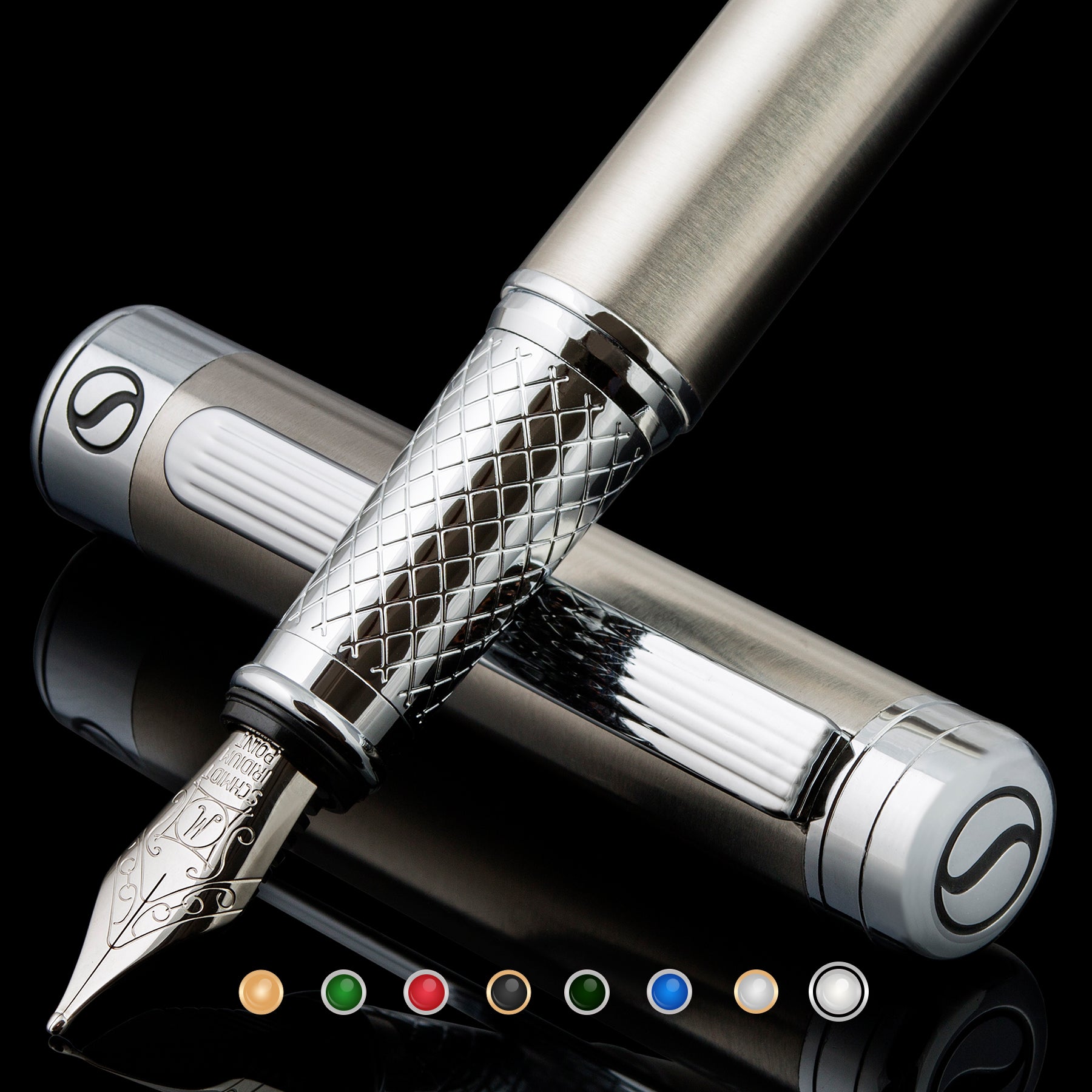 Scriveiner Classic Silver Chrome fountain Pen - Medium Nib