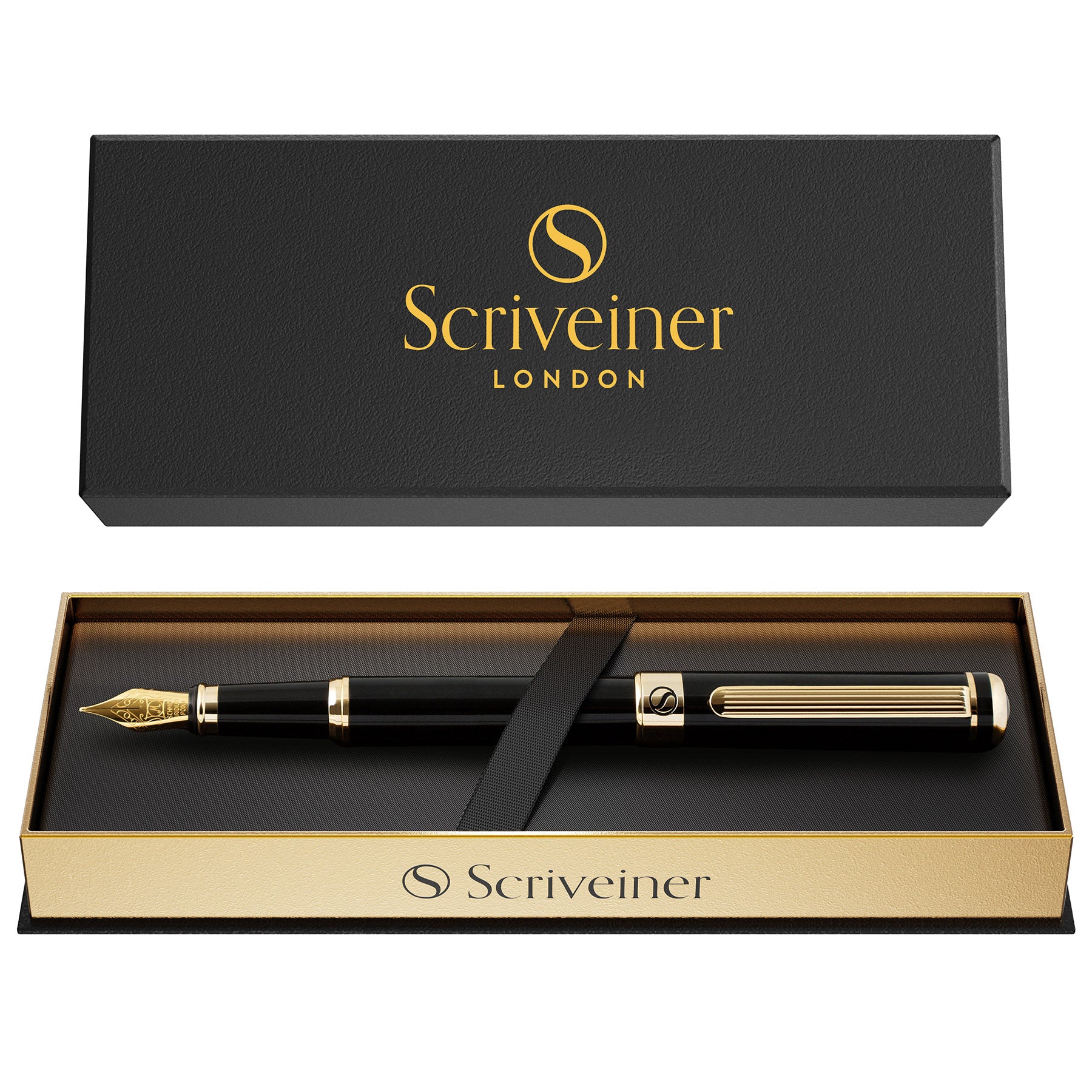 Classic Black Lacquer Fountain Pen - Broad Nib - Custom