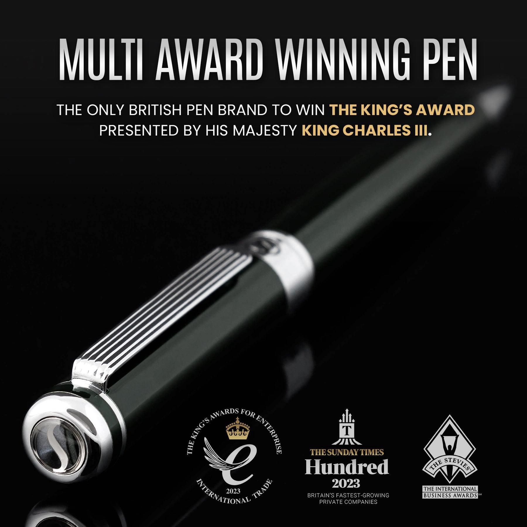 Scriveiner Black Green Ballpoint Pen - Black Green Luxury Pen, Chrome Finish