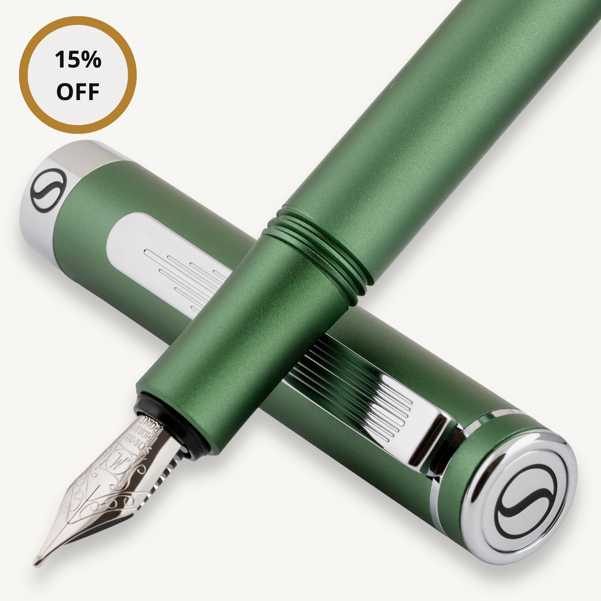 Stylo plume de luxe EDC Scriveiner (moyen), superbe stylo de poche vert mat, finition chromée