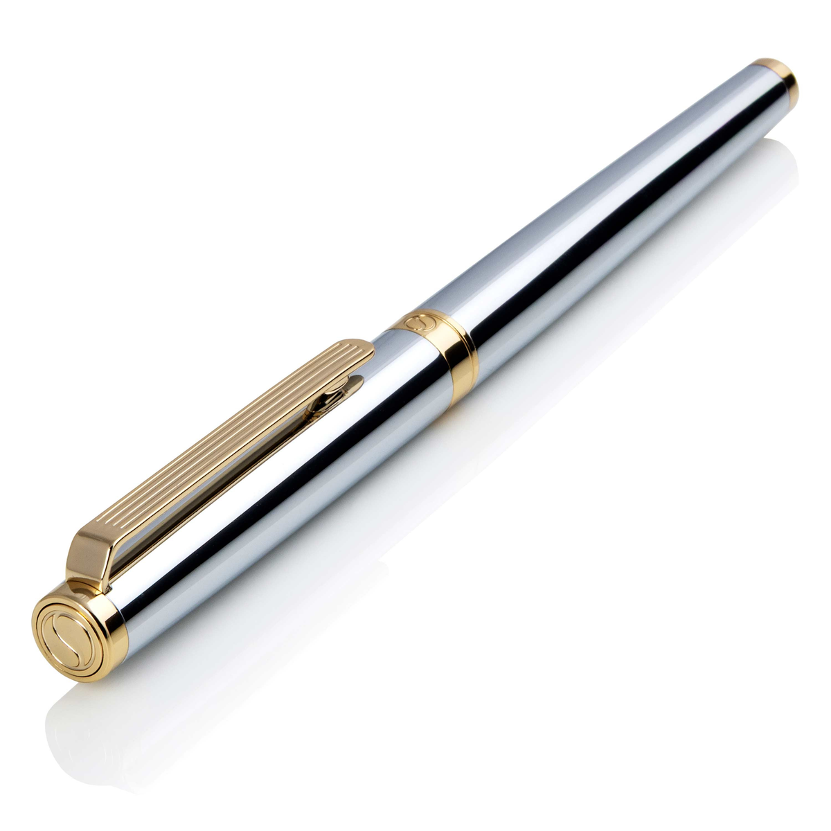 Scriveiner Premium Daily Silver Gold Fountain Pen (Fine Nib)