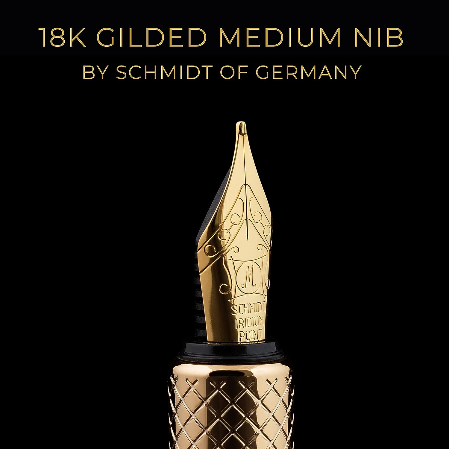 Scriveiner Gold Luxury Fountain Pen (Medium) - Award Winning - Heavy Pocket Pen, 22K Gold