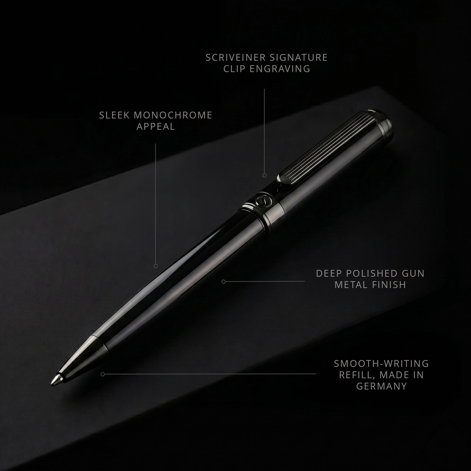 Scriveiner Classic Gun Metal Ballpoint Pen - Custom