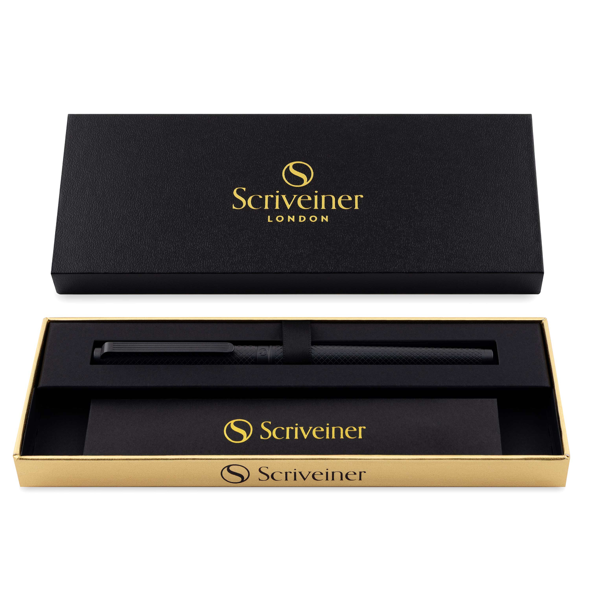 Scriveiner Premium Daily Black Carved Rollerball Pen
