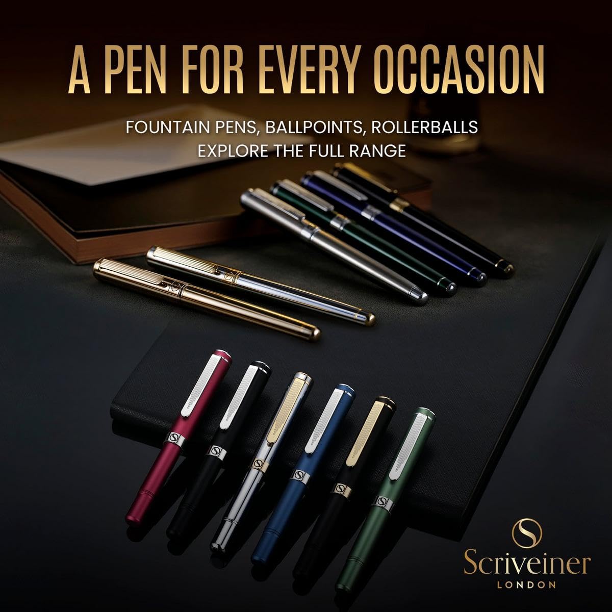 Scriveiner Classic Black Lacquer Rollerball Pen