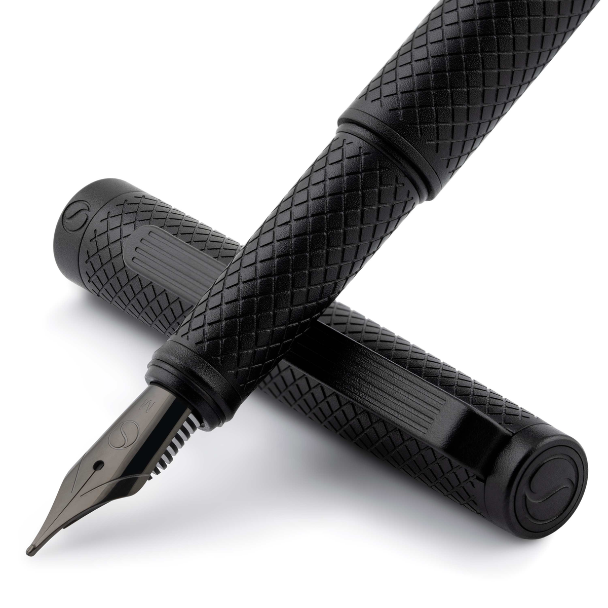 Scriveiner Premium Daily Black Carved Fountain Pen (Fine Nib)