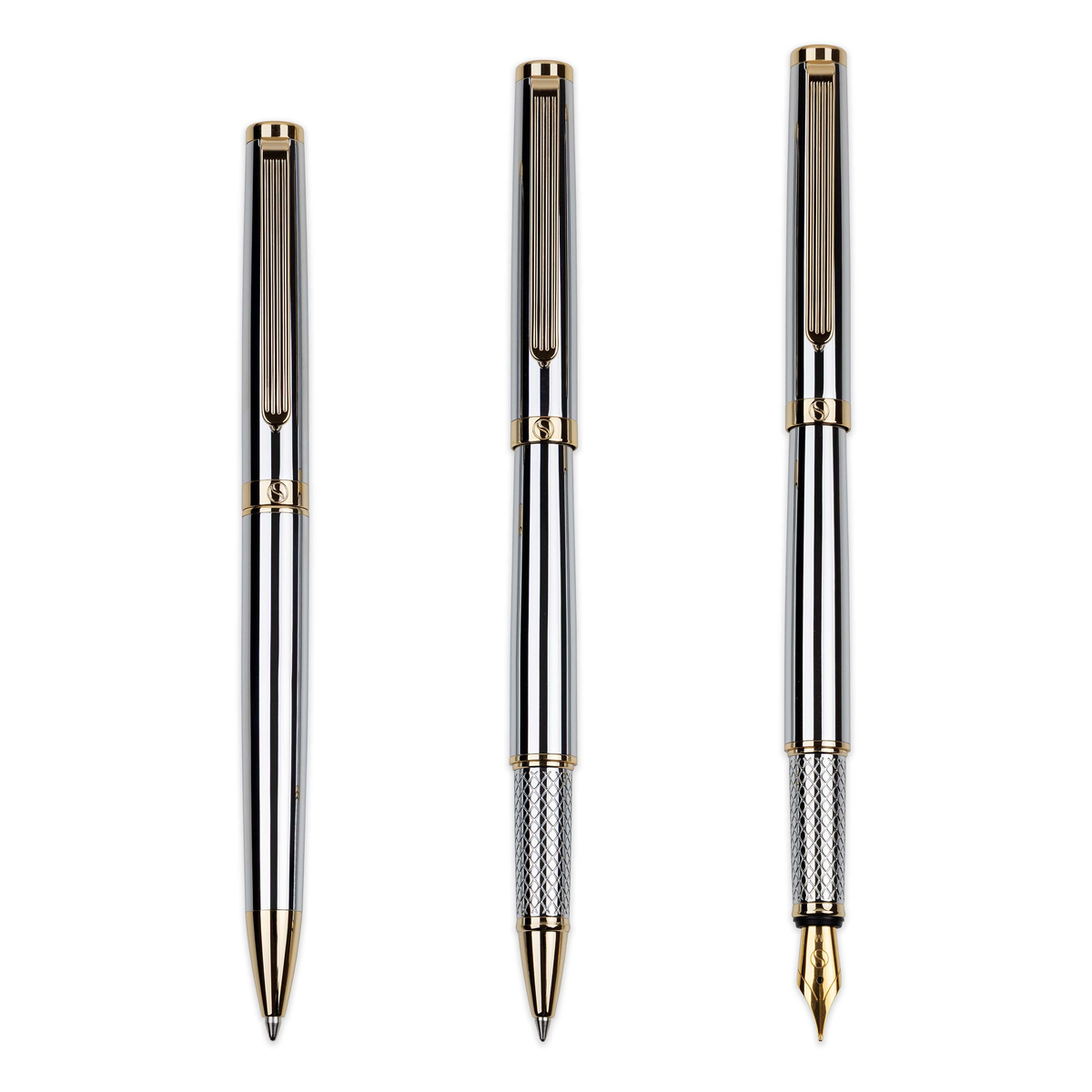 Scriveiner Premium Daily Silver Gold Rollerball Pen