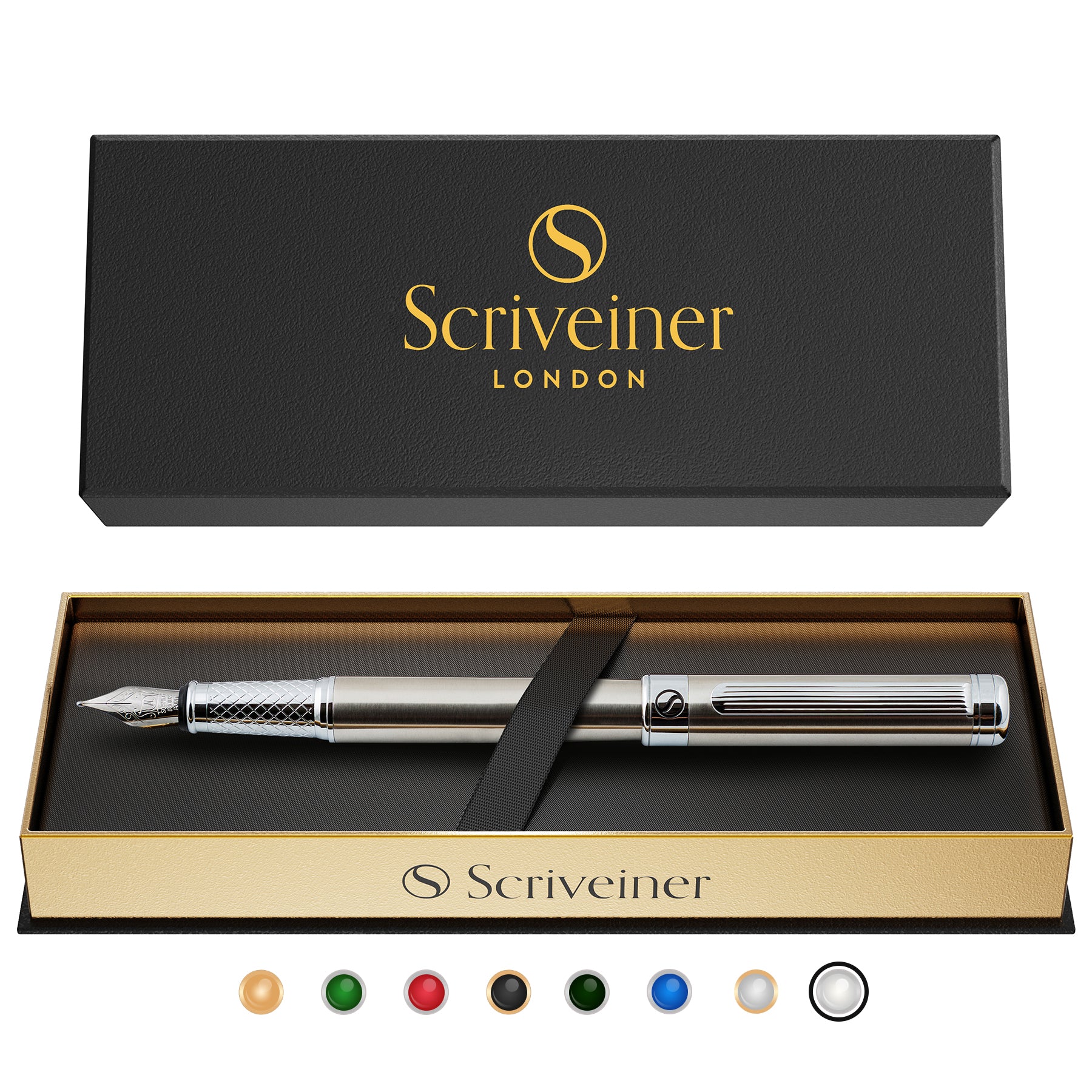 Scriveiner Classic Stainless Steel fountain Pen - Medium Nib