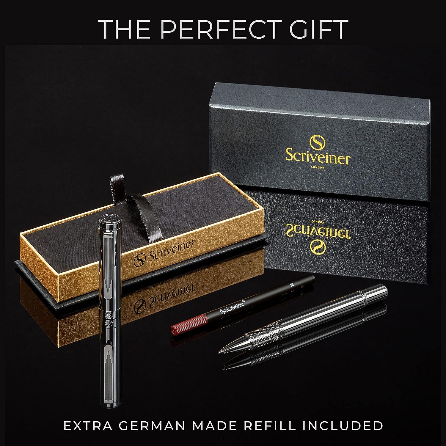 Scriveiner EDC Silver Chrome Rollerball, Award Winning Luxury Pen, Heavy Pocket Pen with Chrome Finish