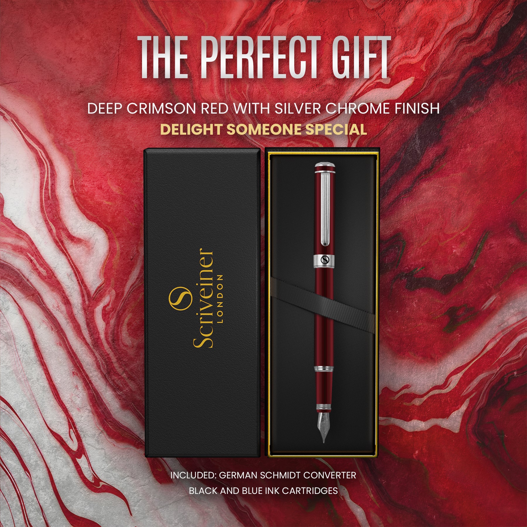 Scriveiner Classic Crimson Red fountain Pen - Fine Nib