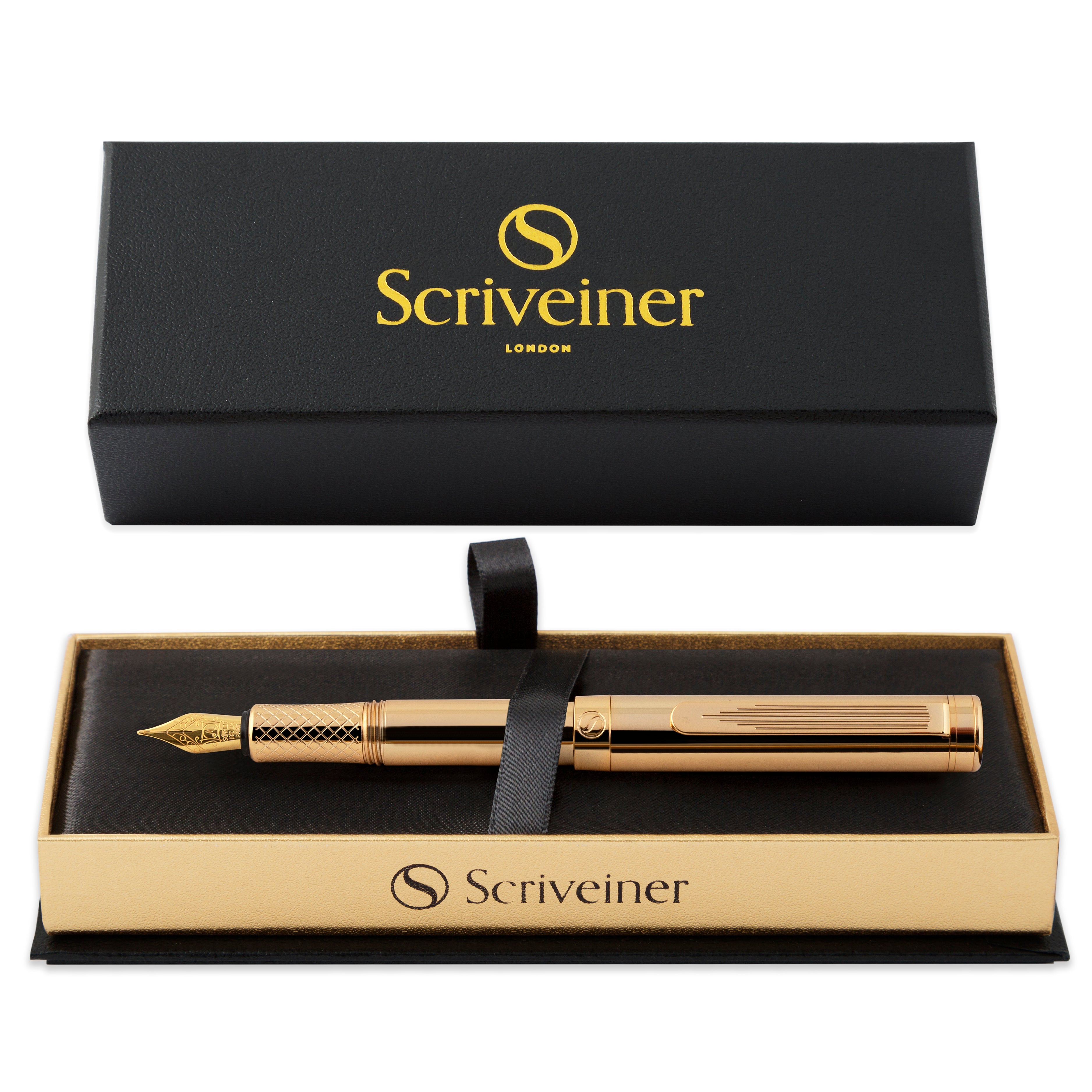 Stylo plume de luxe Scriveiner Gold (moyen) - Récompensé - Stylo de poche lourd, or 22 carats