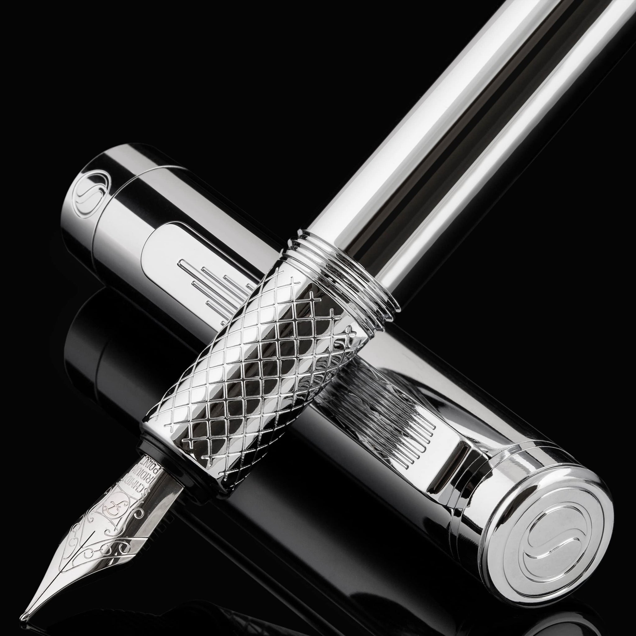 Scriveiner Stylo Plume Chrome Argent – Superbe Stylo avec Finition