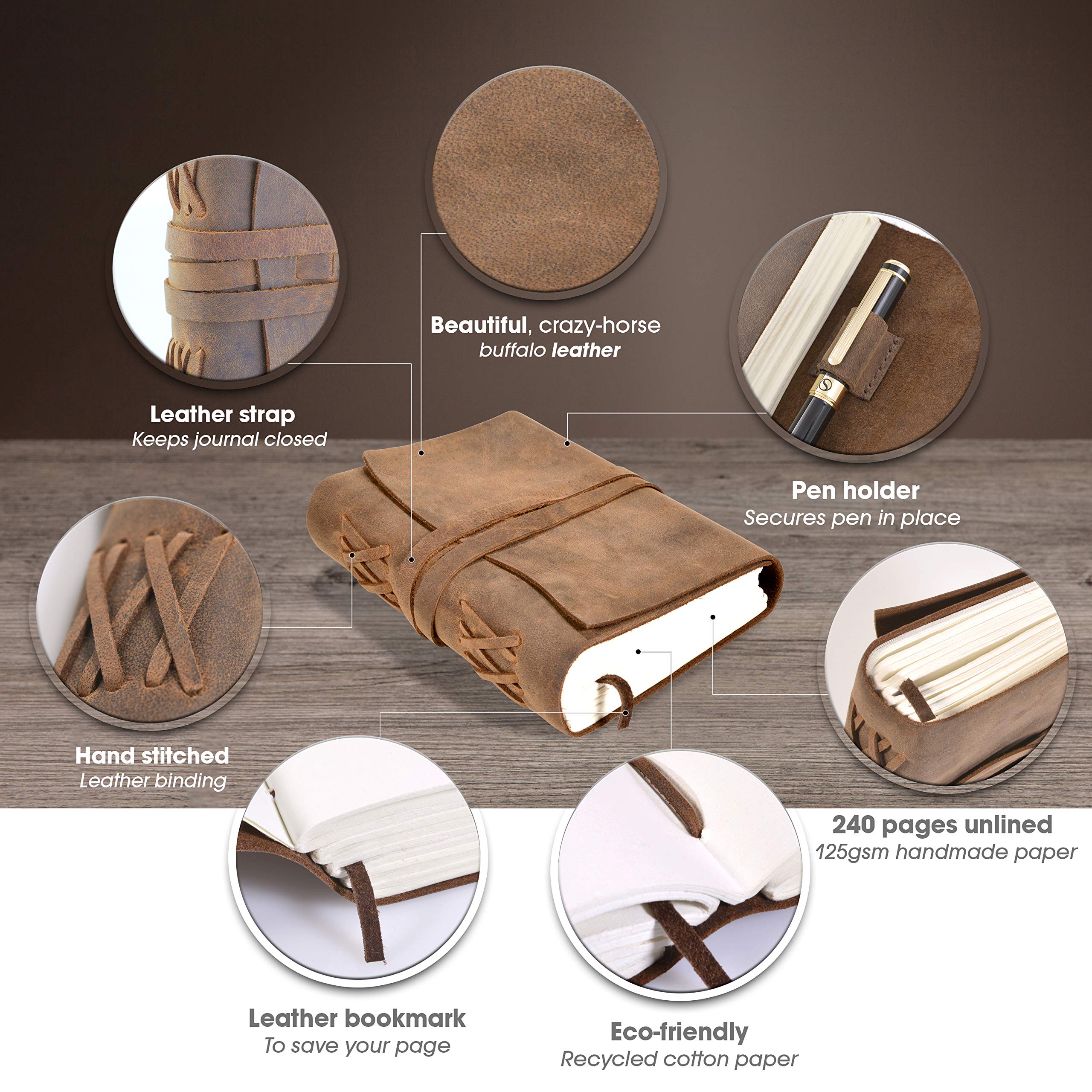 Scriveiner Premium Handmade Leather Journal – 7x5