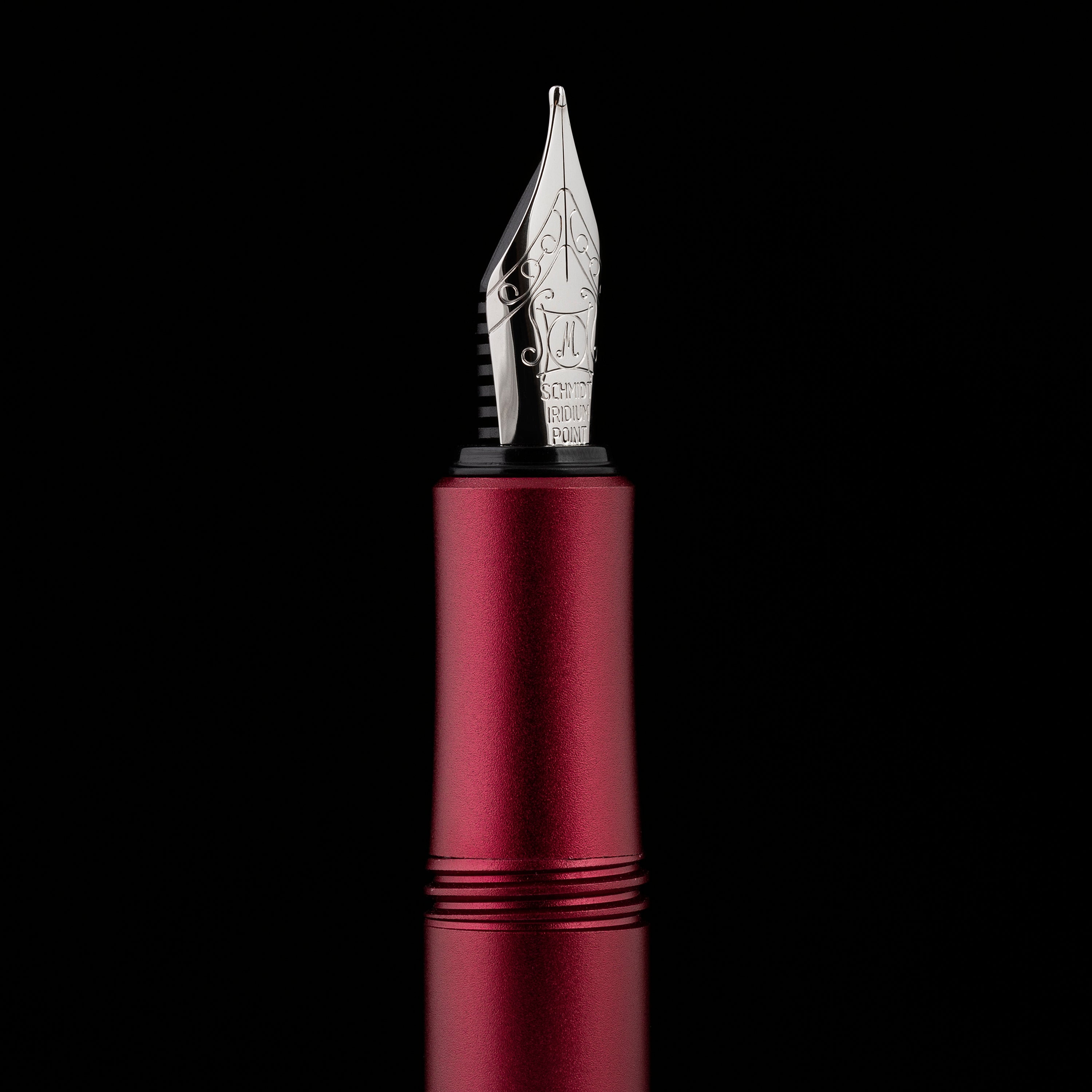 Scriveiner Luxury EDC Fountain Pen (Medium), Stunning Matt Red Pocket Pen, Chrome Finish