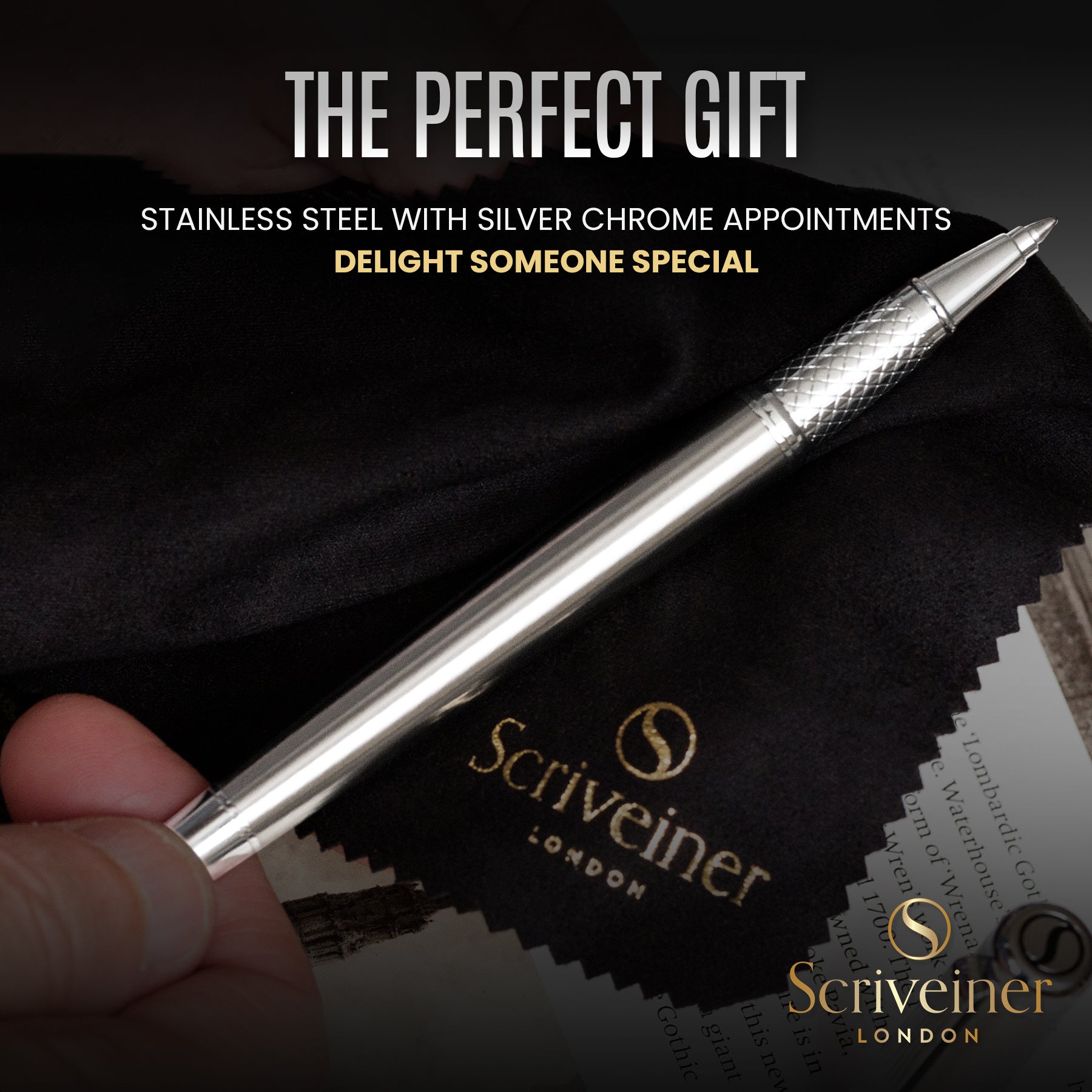 Scriveiner Classic Stainless Steel Rollerball Pen
