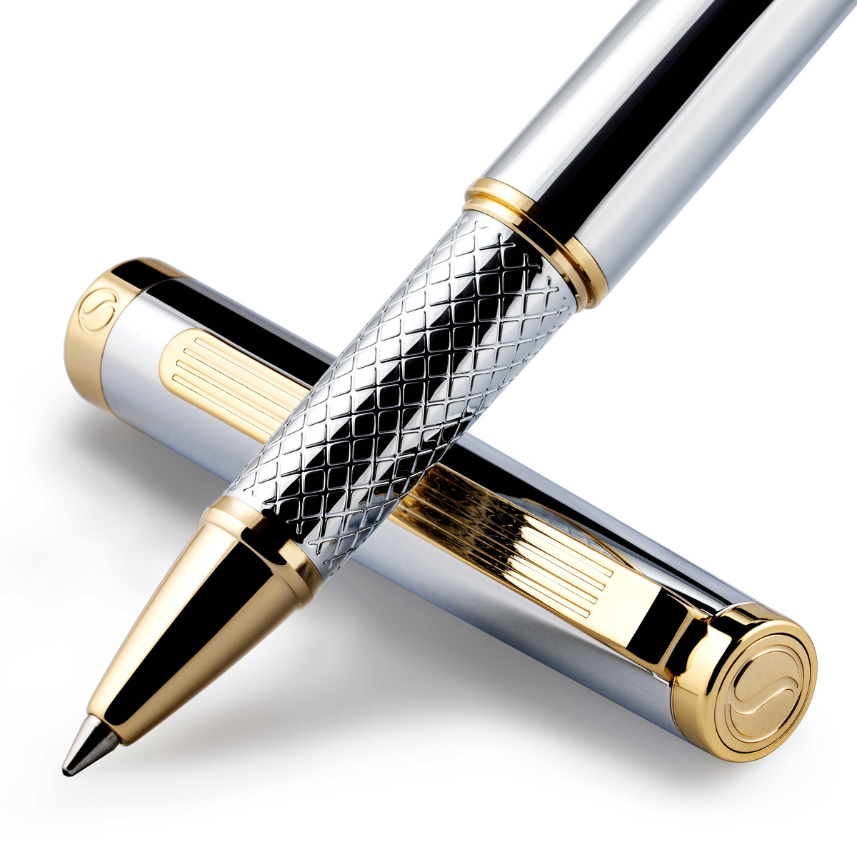 Scriveiner Premium Daily Silver Gold Rollerball Pen