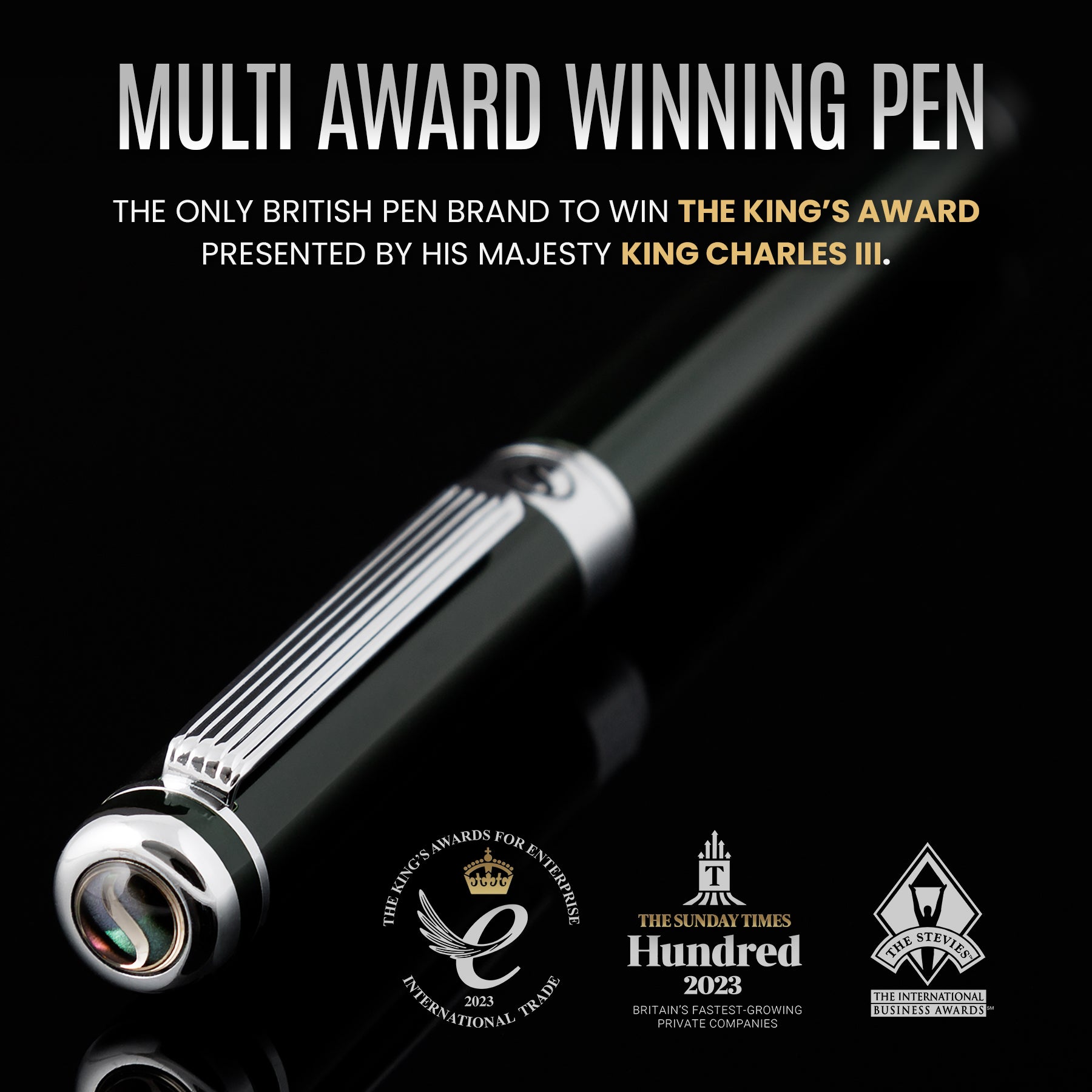 Scriveiner Black Green Rollerball Pen - Stunning Luxury Pen, Chrome Finish