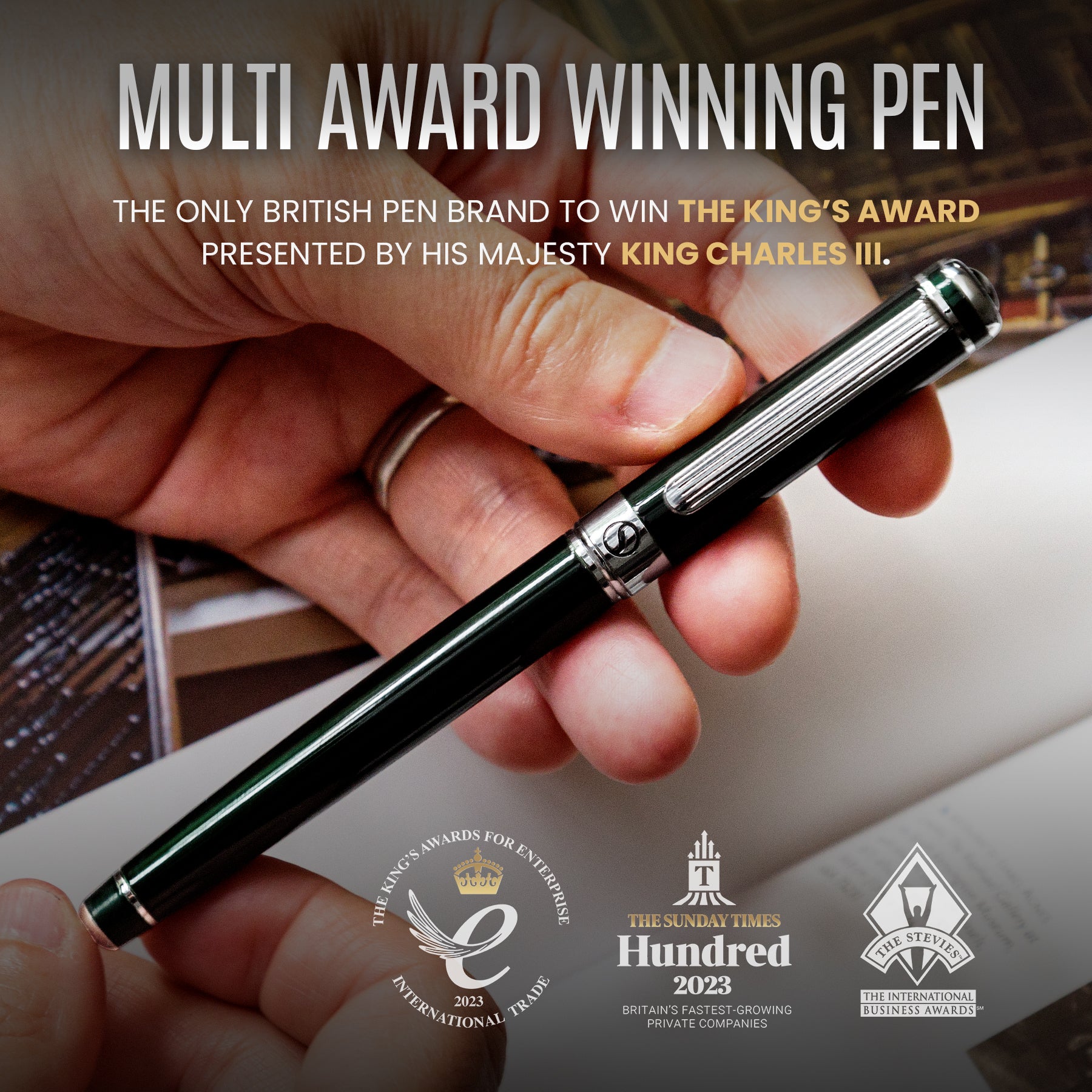 Scriveiner Black Green Rollerball Pen - Stunning Luxury Pen, Chrome Finish