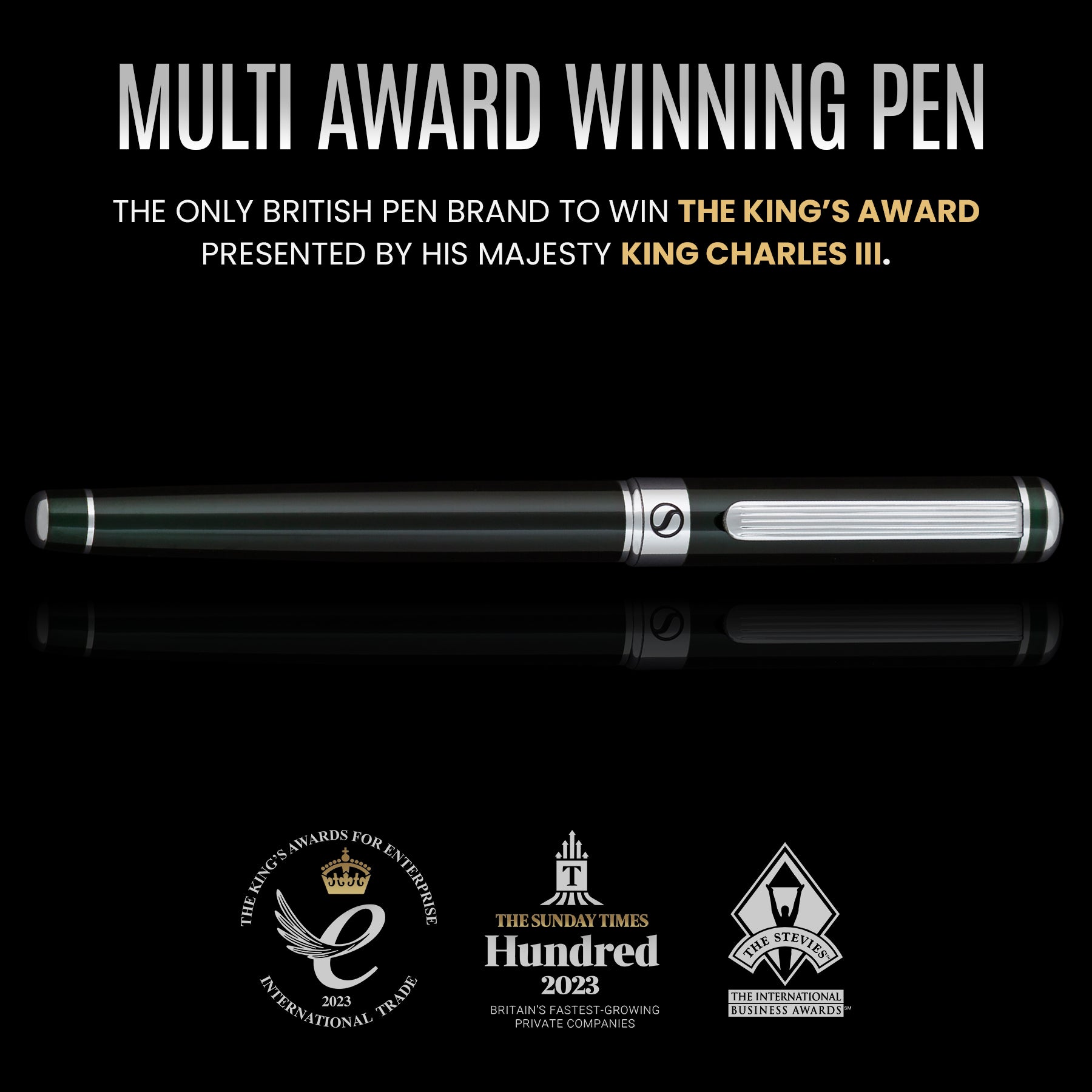 Scriveiner Black Green Rollerball Pen - Stunning Luxury Pen, Chrome Finish