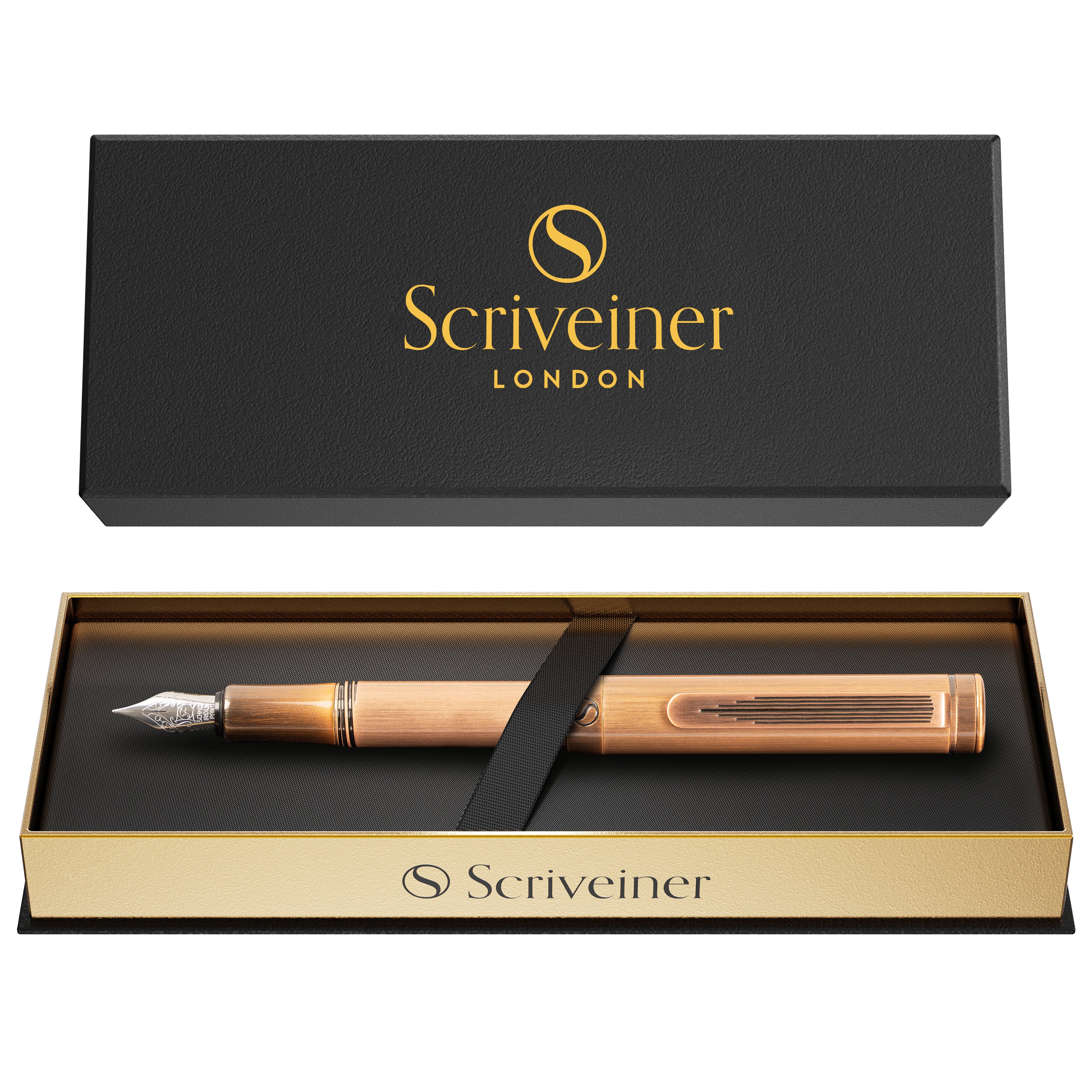 Scriveiner Luxury EDC Fountain Pen (Medium), Stunning Heavy Brass Pock