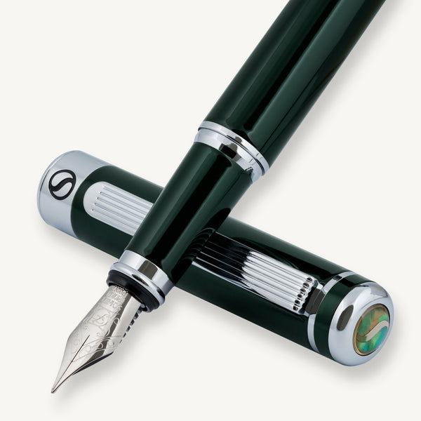 Stylo Plume Waterman JIF (Jiffie) – Modèle Vintage Noir, Acier, Vert, Recharge Fournie | Neuf Ancien Stock