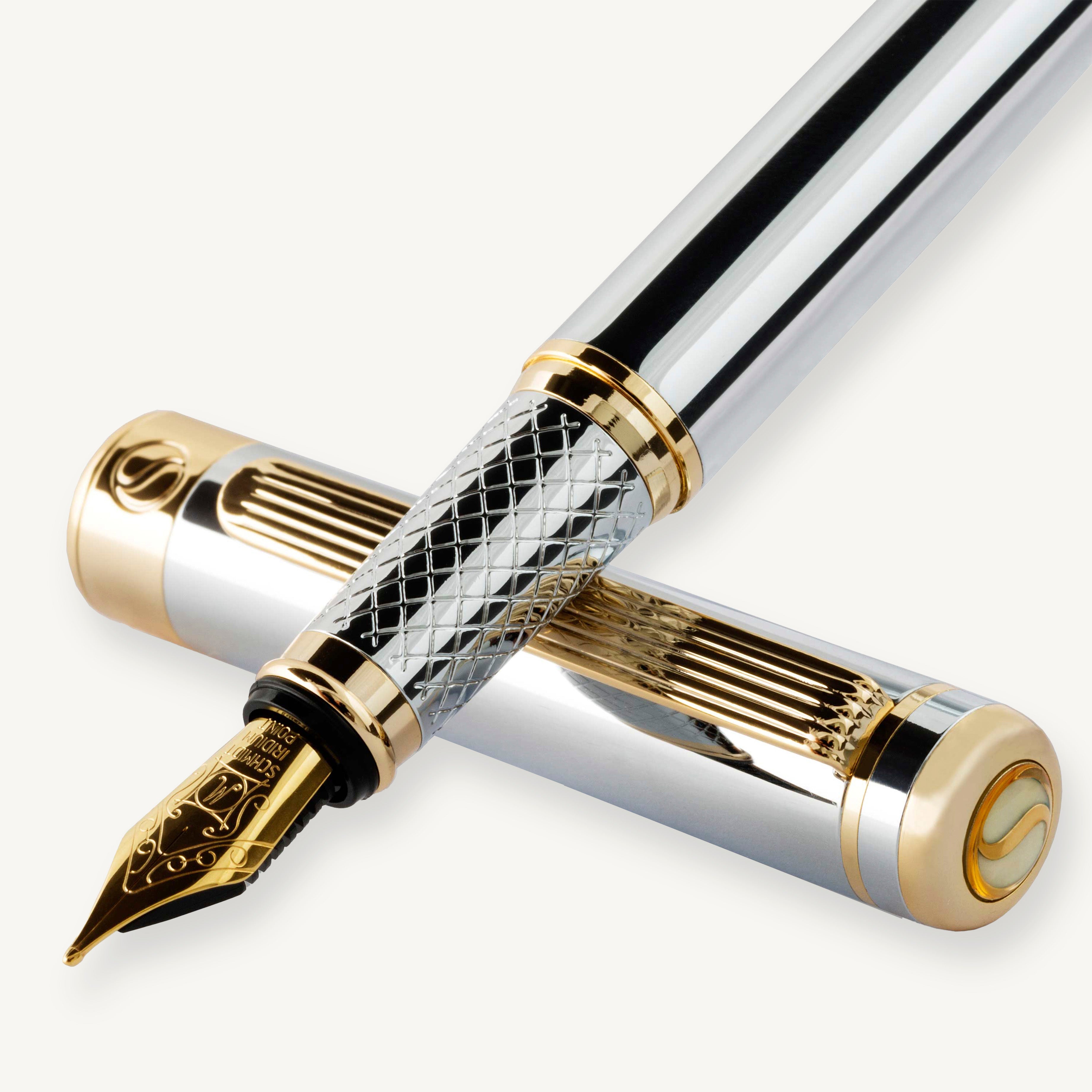 Scriveiner シルバークローム万年筆 Fountain Pen (中) Amazon.com : Scriveiner Silver Chrome Fountain Pen (Medium