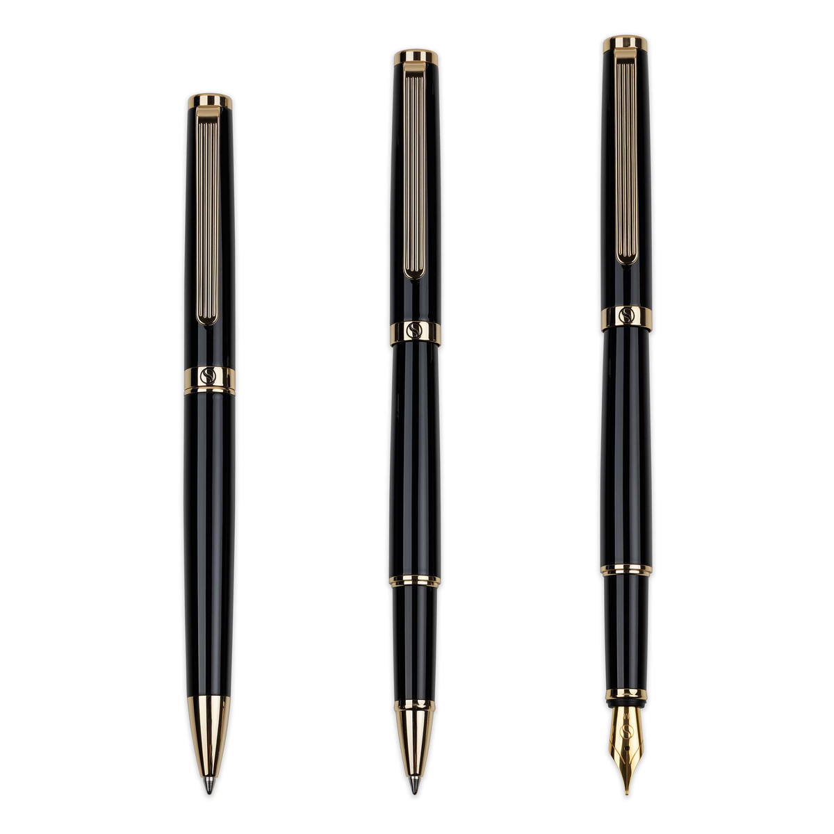 Scriveiner Premium Daily Black Gold Fountain Pen (Medium Nib)