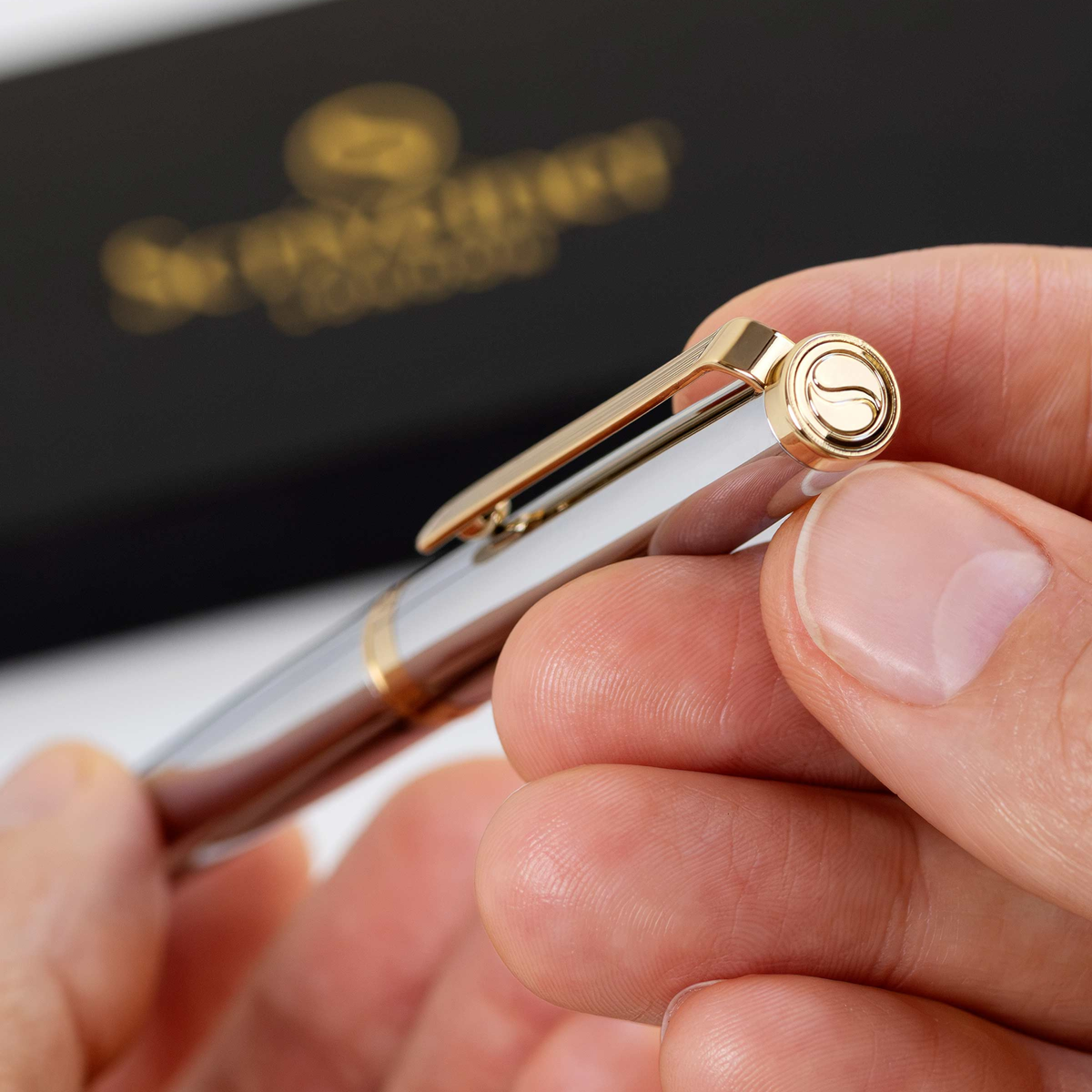 Scriveiner Premium Daily Silver Gold Fountain Pen (Fine Nib)