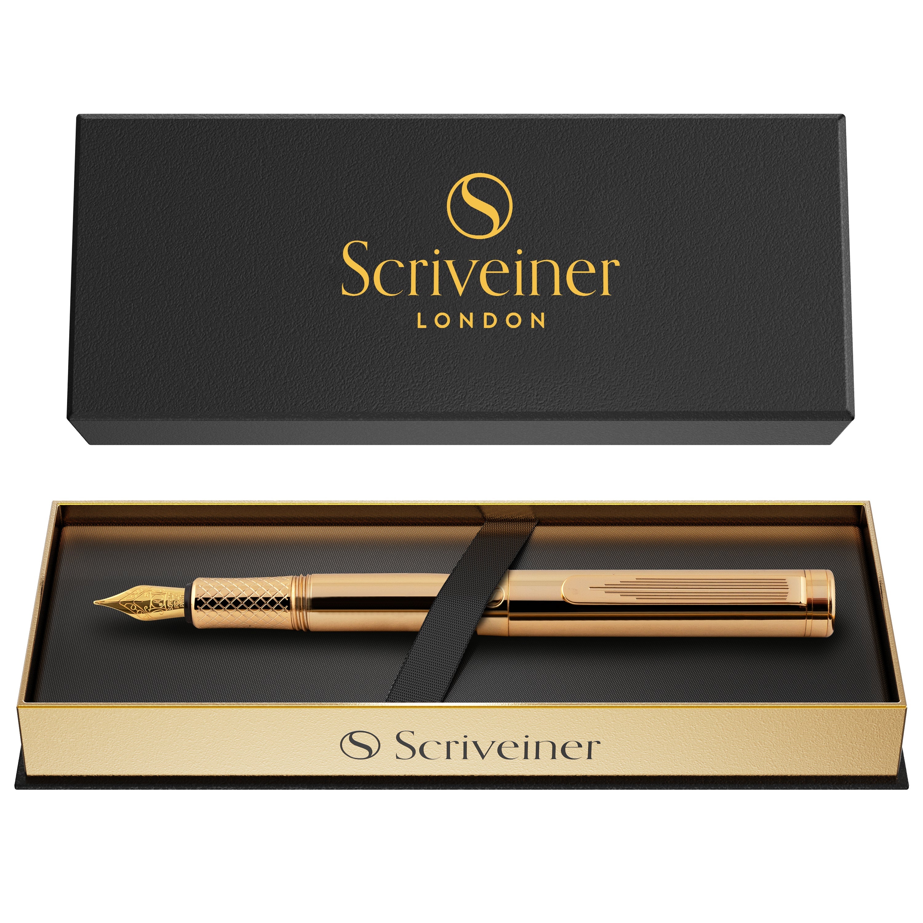 Scriveiner Gold Luxury Fountain Pen (Fine) - Award Winning - Heavy Poc