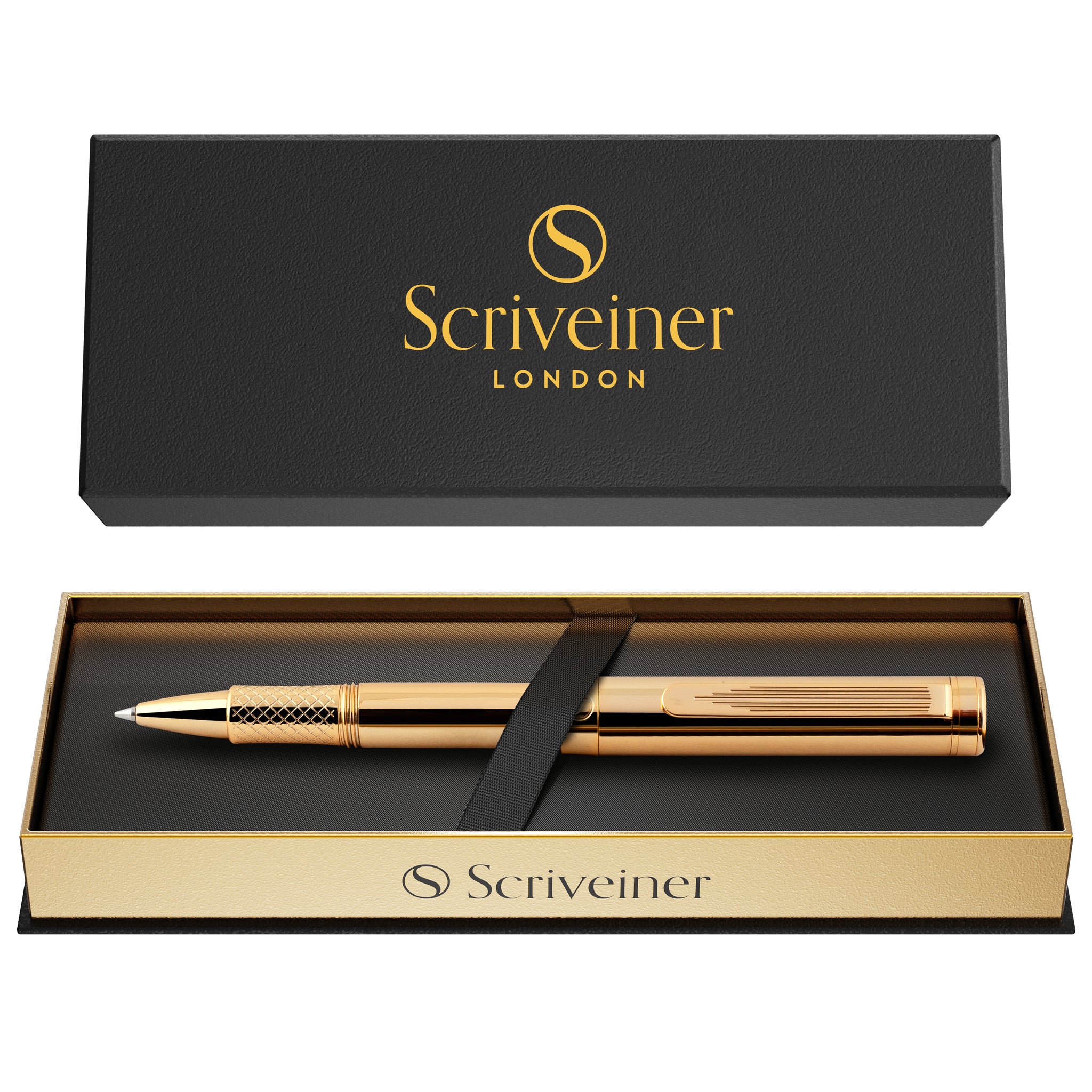 Scriveiner EDC Gold Rollerball Pen, Award Winning Luxury Pocket Pen wi