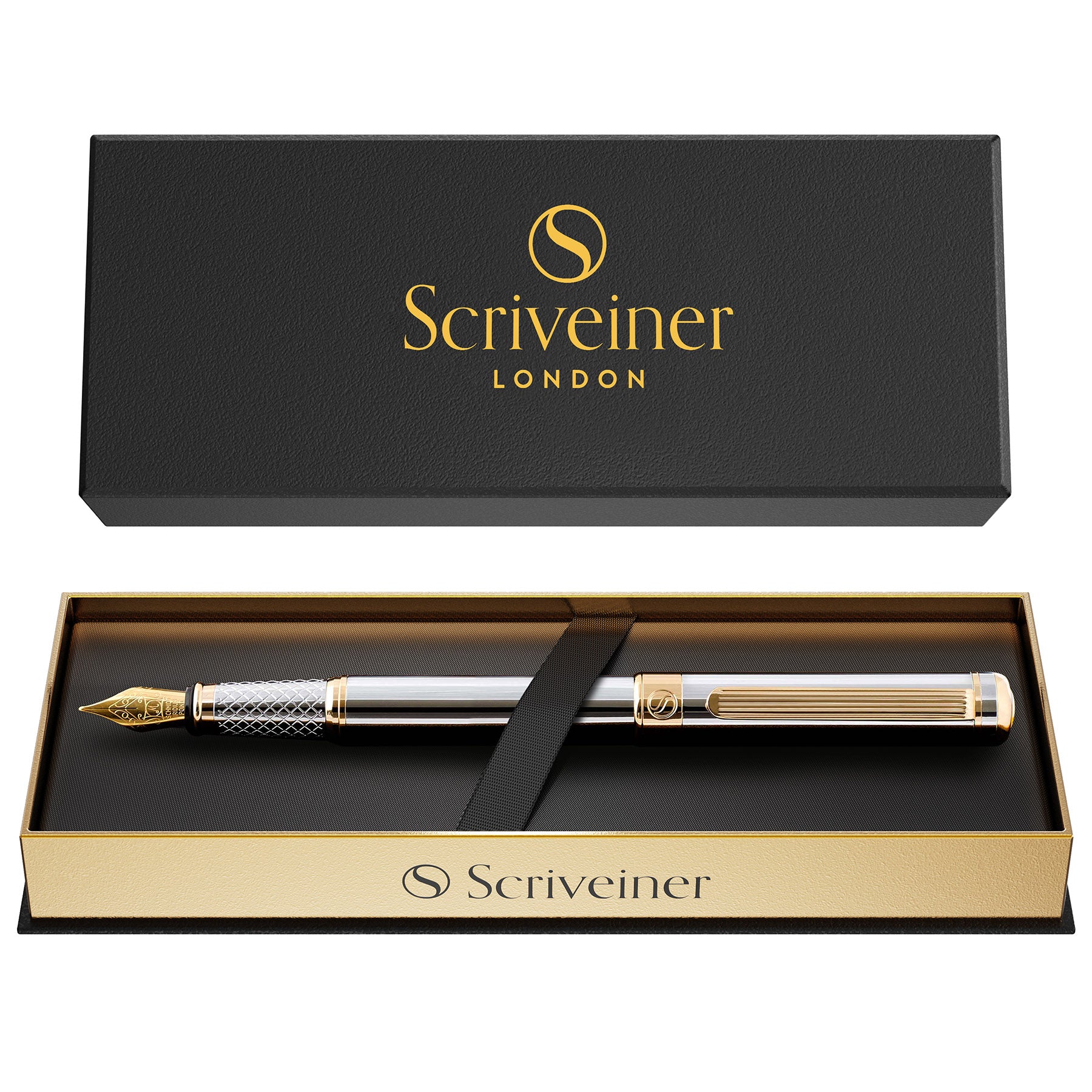 Scriveiner Classic Silver Chrome fountain Pen - Extra Fine Nib
