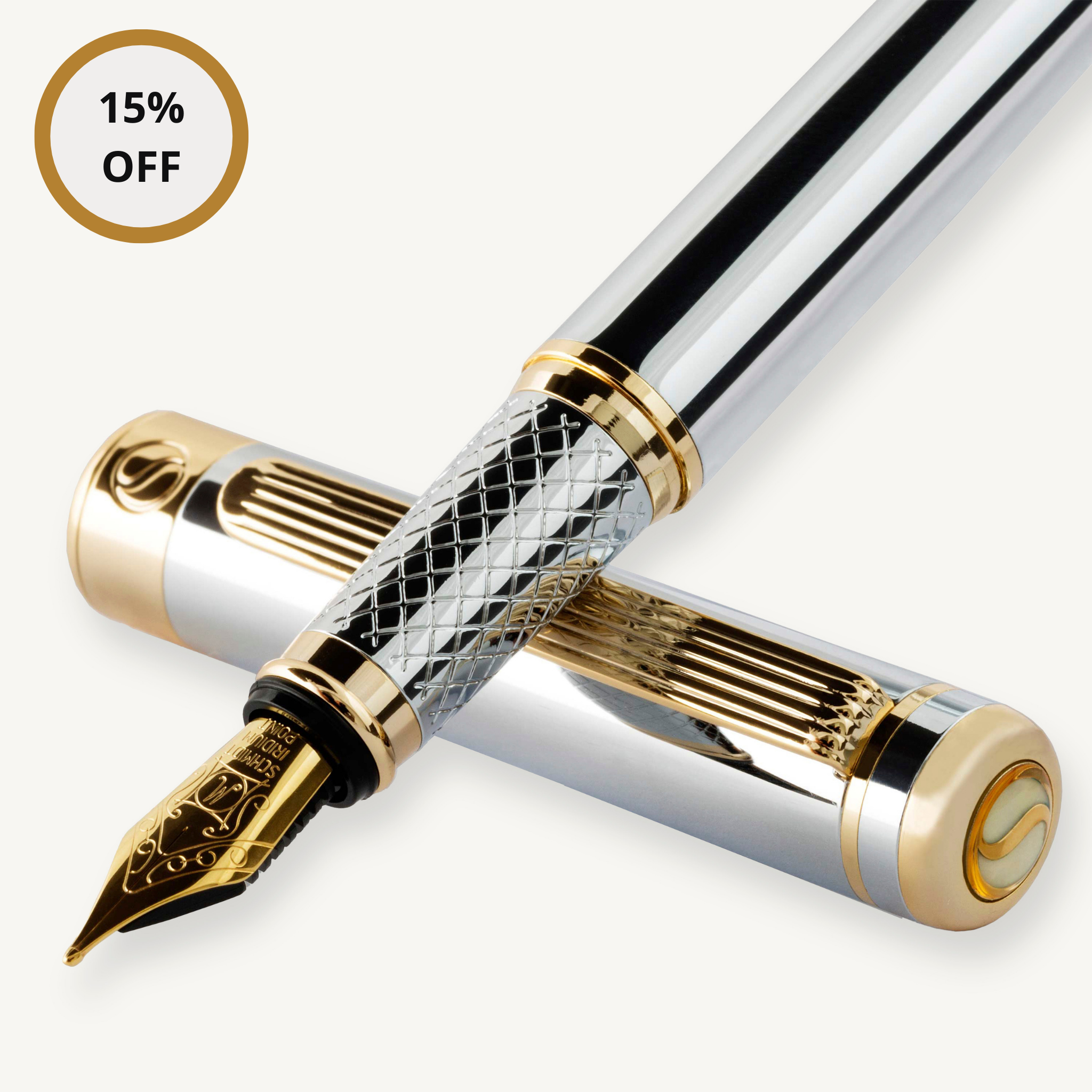 Classic Silver Chrome Fountain Pen - Medium Nib