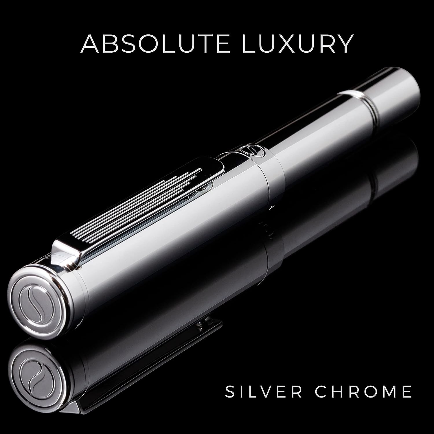 Scriveiner Silver Chrome Fountain Pen (Fine), Award Winning Luxury Pen, Heavy Pocket Pen, Chrome Finish