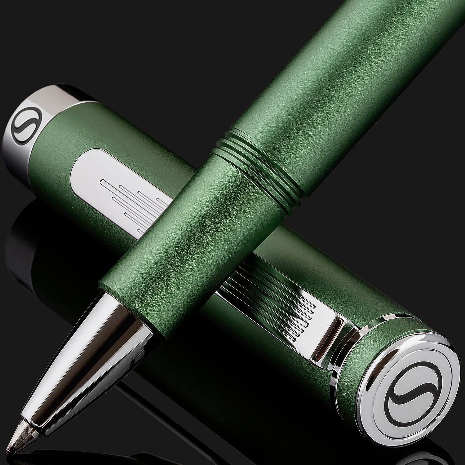 Scriveiner EDC Green Rollerball Luxury Pen, Stunning Pocket Pen with C