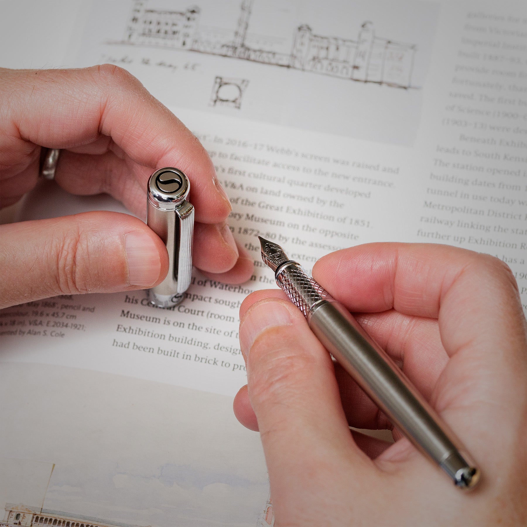 Classic Stainless Steel Fountain Pen - Fine Nib