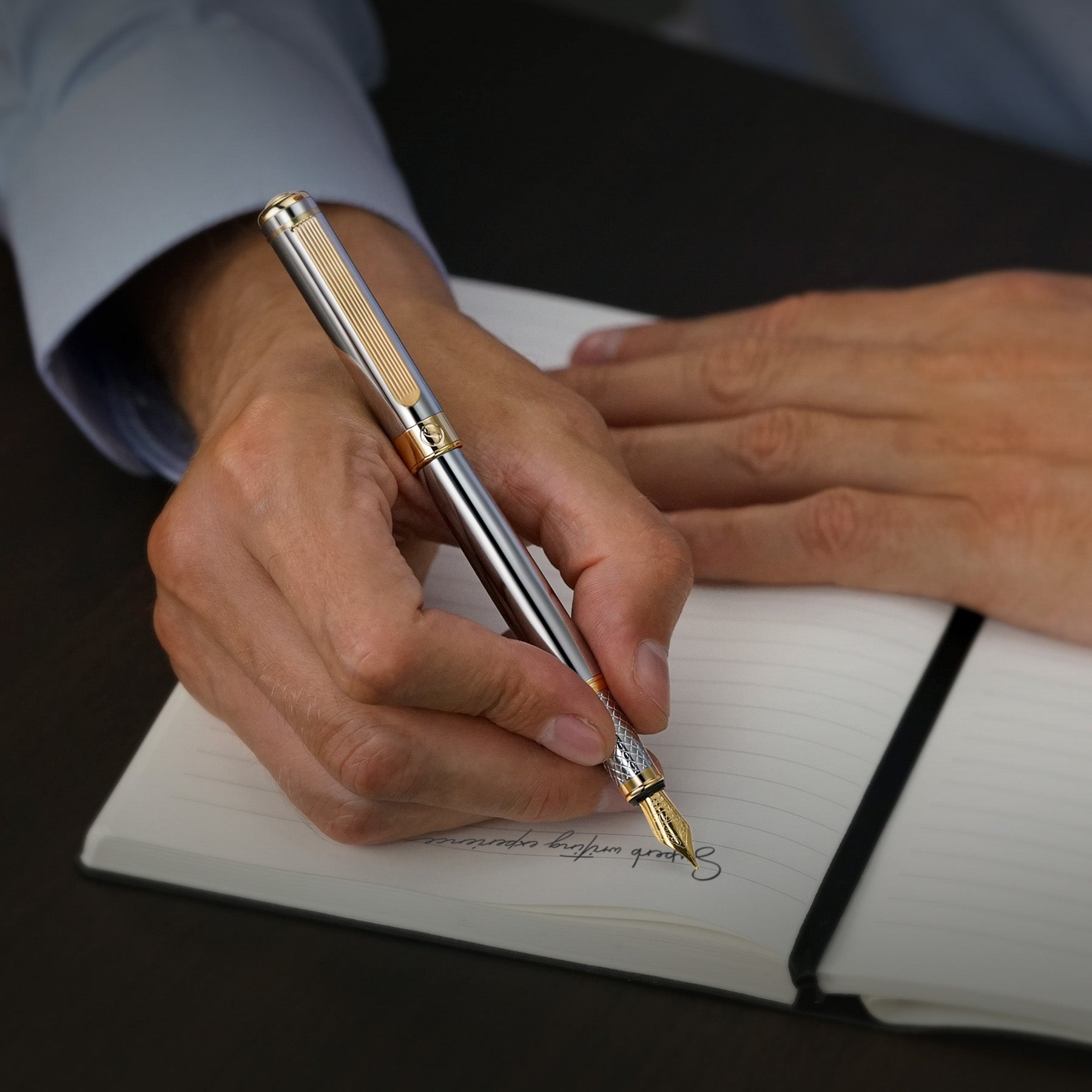 Classic Silver Chrome Fountain Pen - Broad Nib - Custom