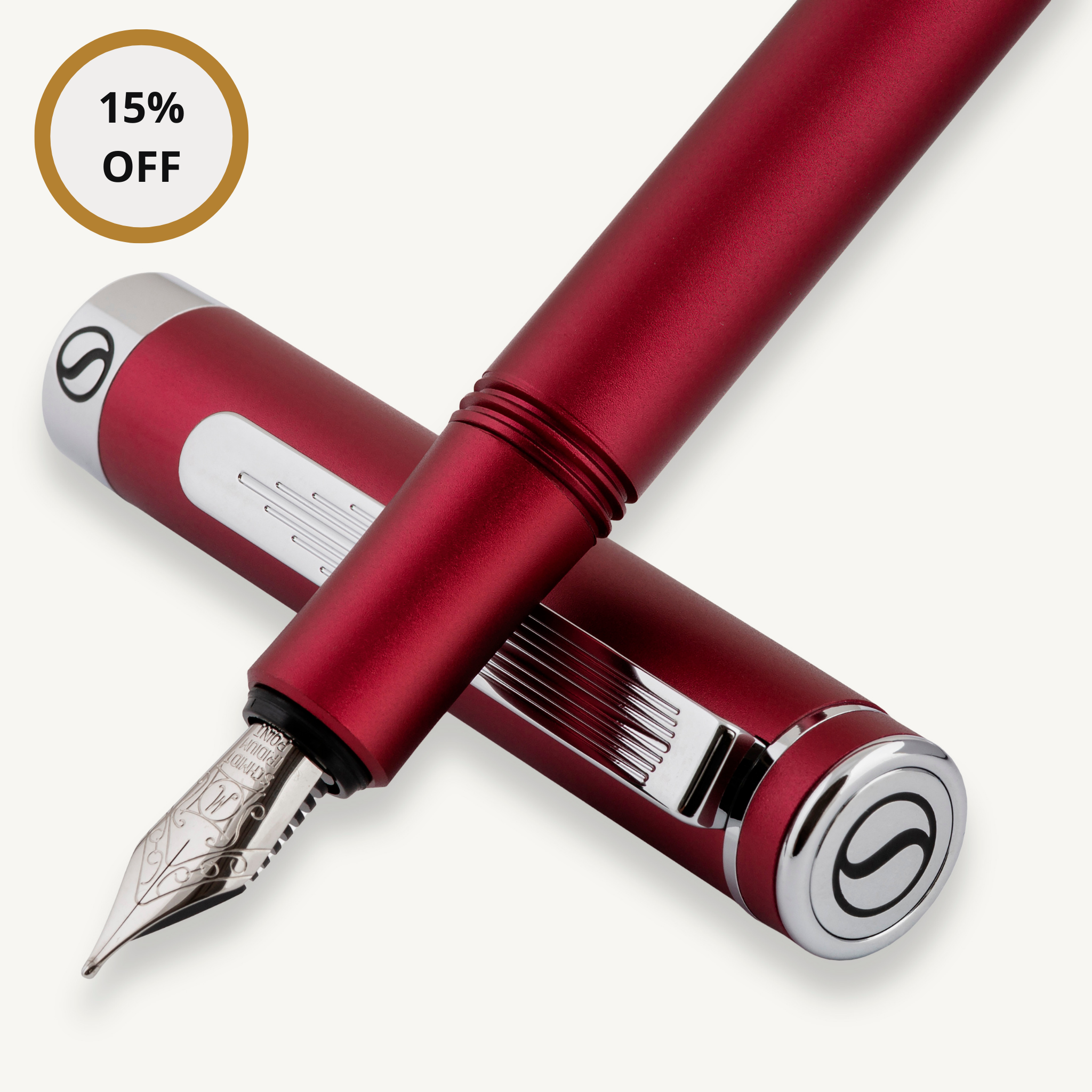 Stylo plume de luxe EDC Scriveiner (moyen), superbe stylo de poche rouge mat, finition chromée