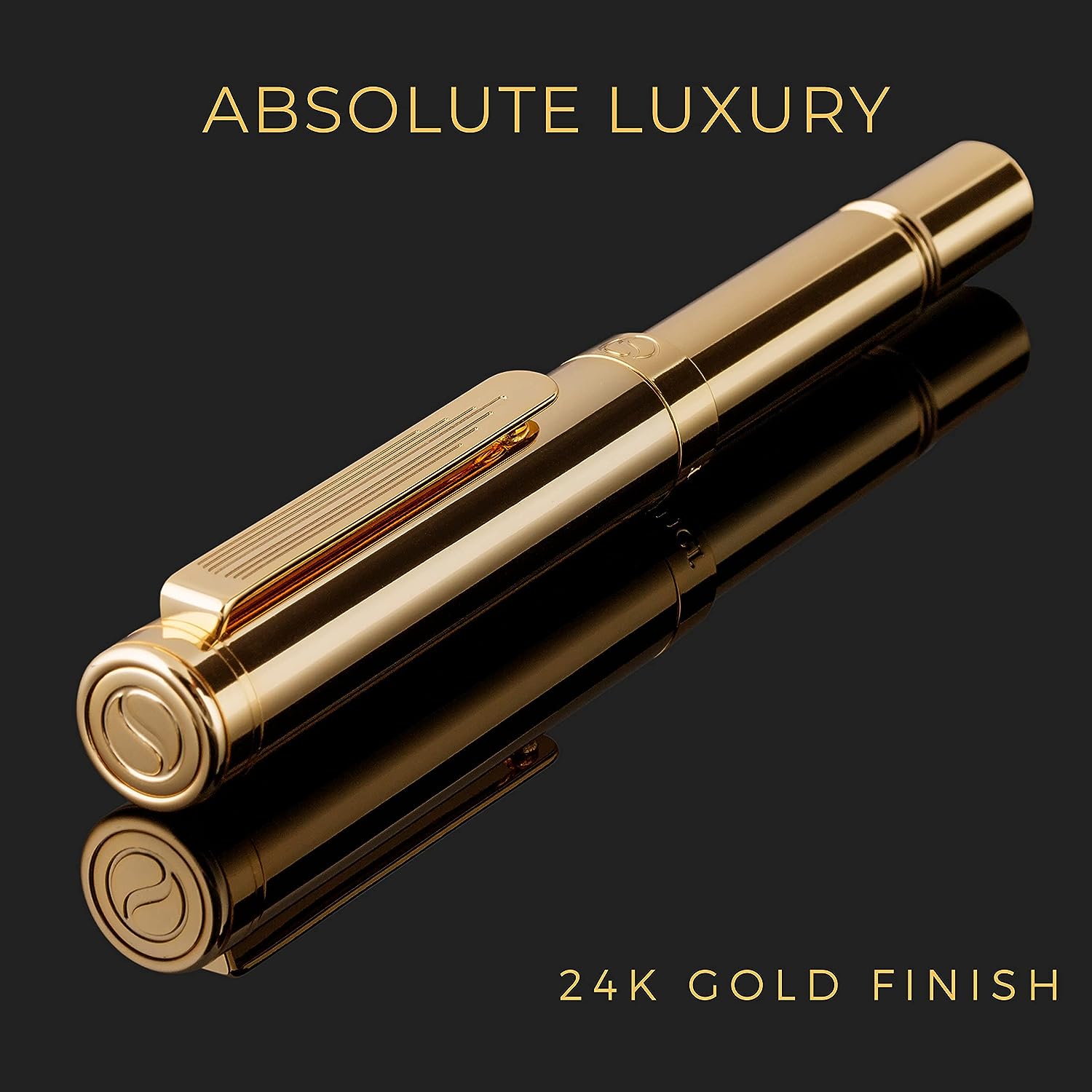 Scriveiner Gold Luxury Fountain Pen (Medium) - Award Winning - Heavy Pocket Pen, 22K Gold