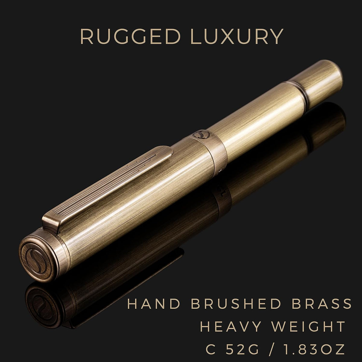 Scriveiner EDC Brass Luxury Rollerball Pen, Stunning Heavy Pocket Pen,