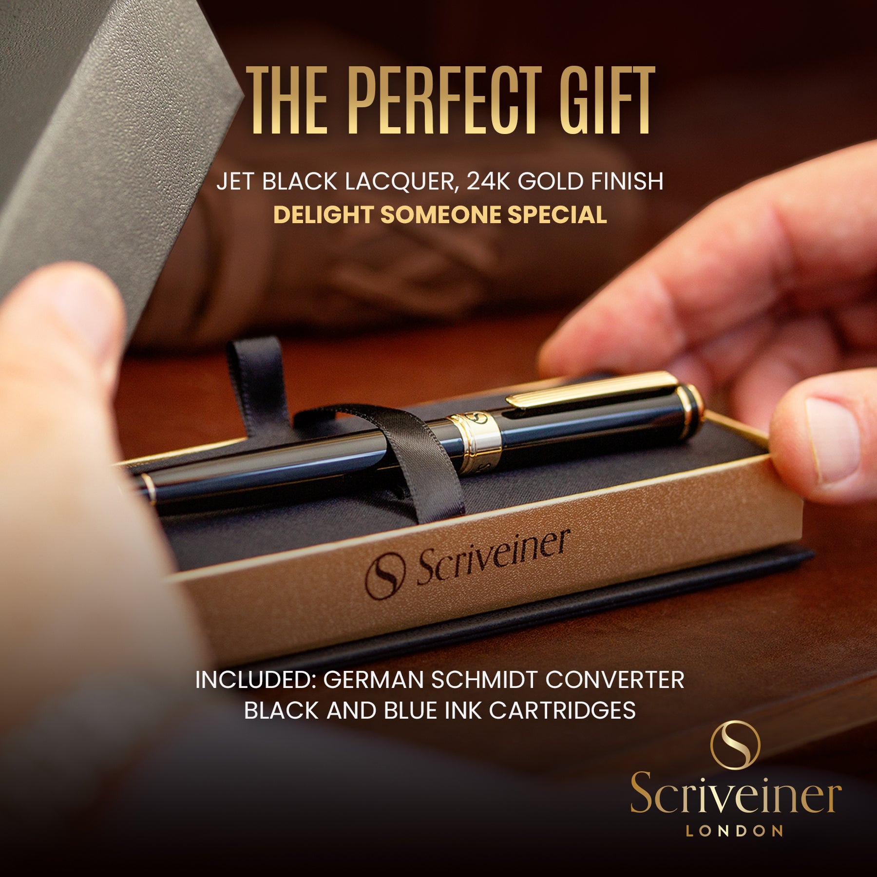 Scriveiner Classic Black Lacquer fountain Pen - Broad Nib