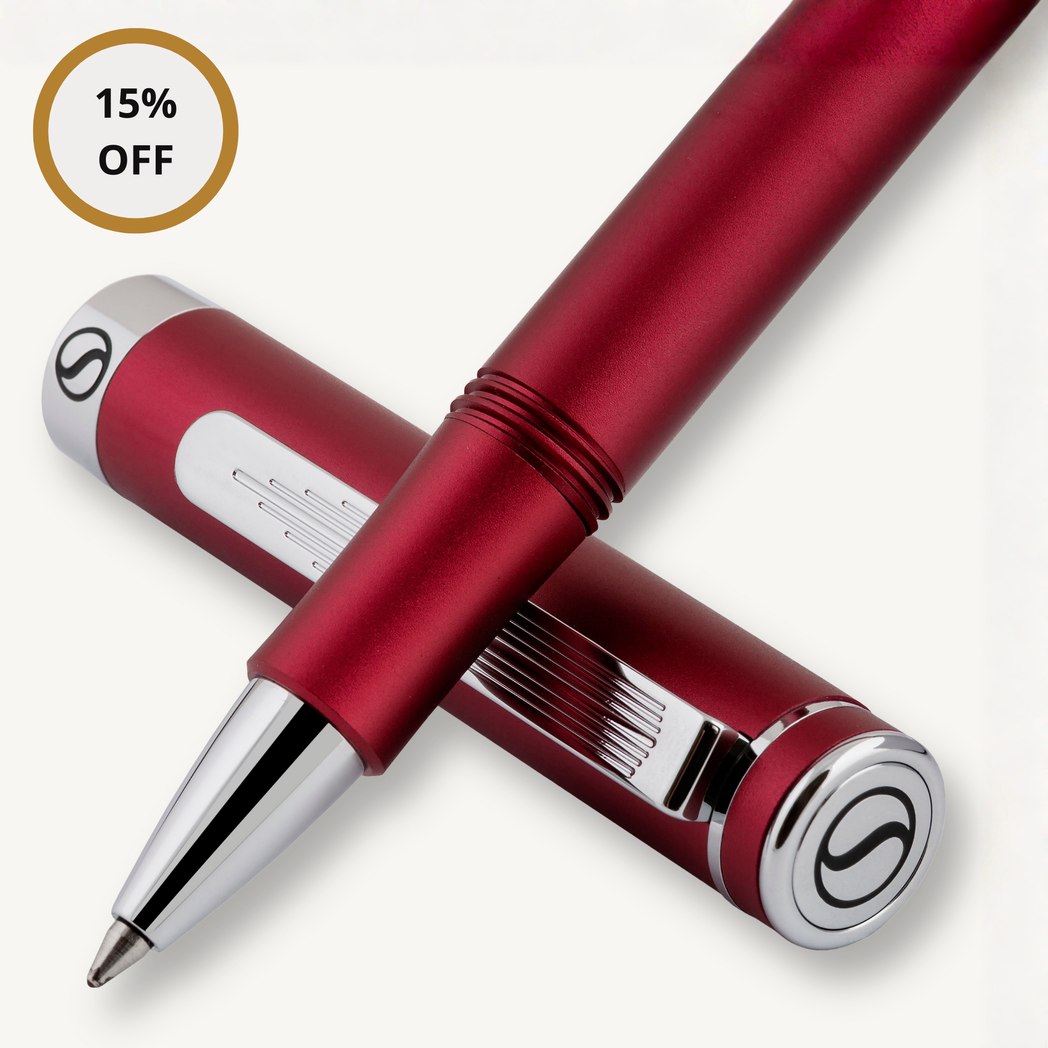 Stylo roller de luxe Scriveiner EDC Red, superbe stylo de poche avec finition chromée