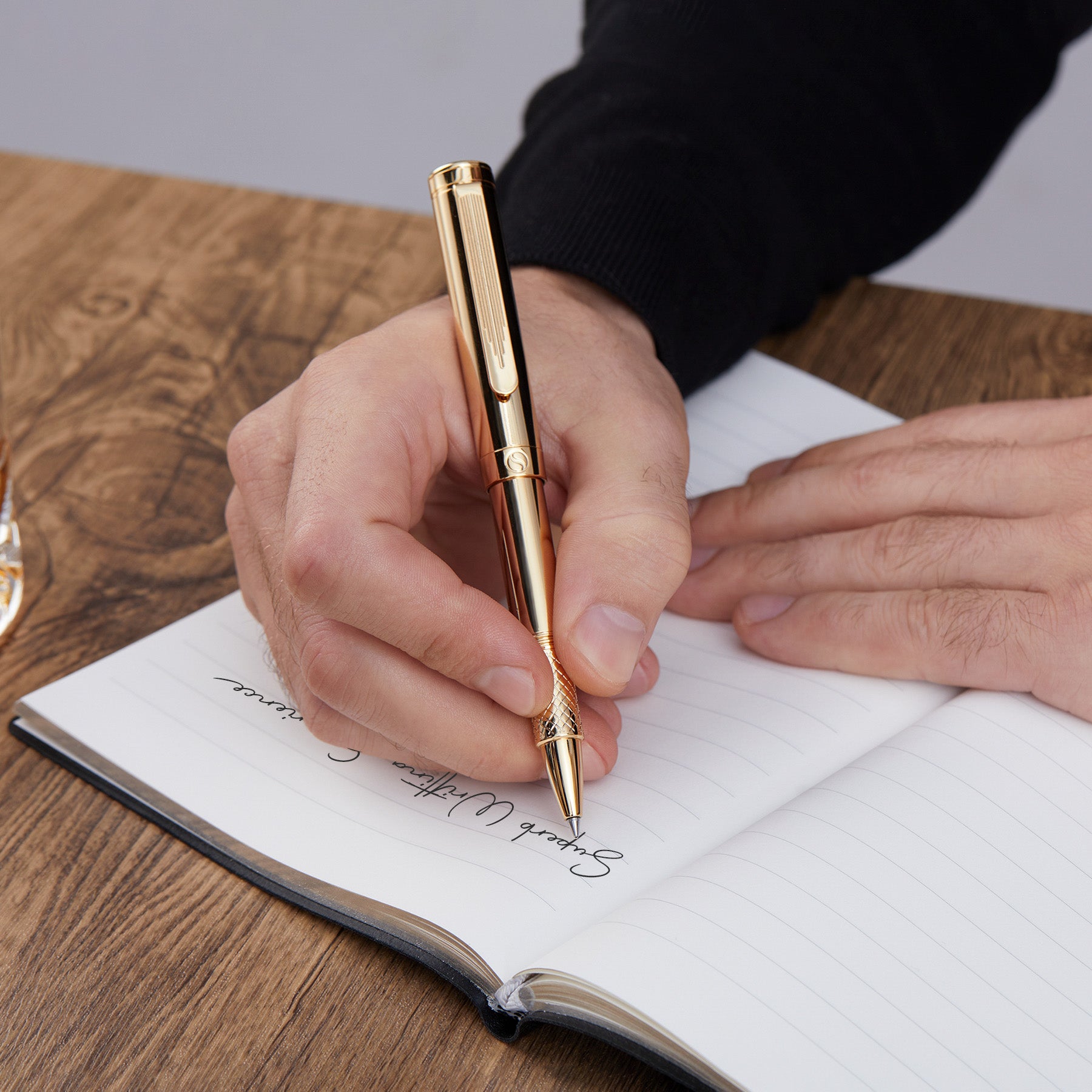 Stylo roller Scriveiner EDC Gold, stylo de poche de luxe primé avec finition plaquée or 22 carats