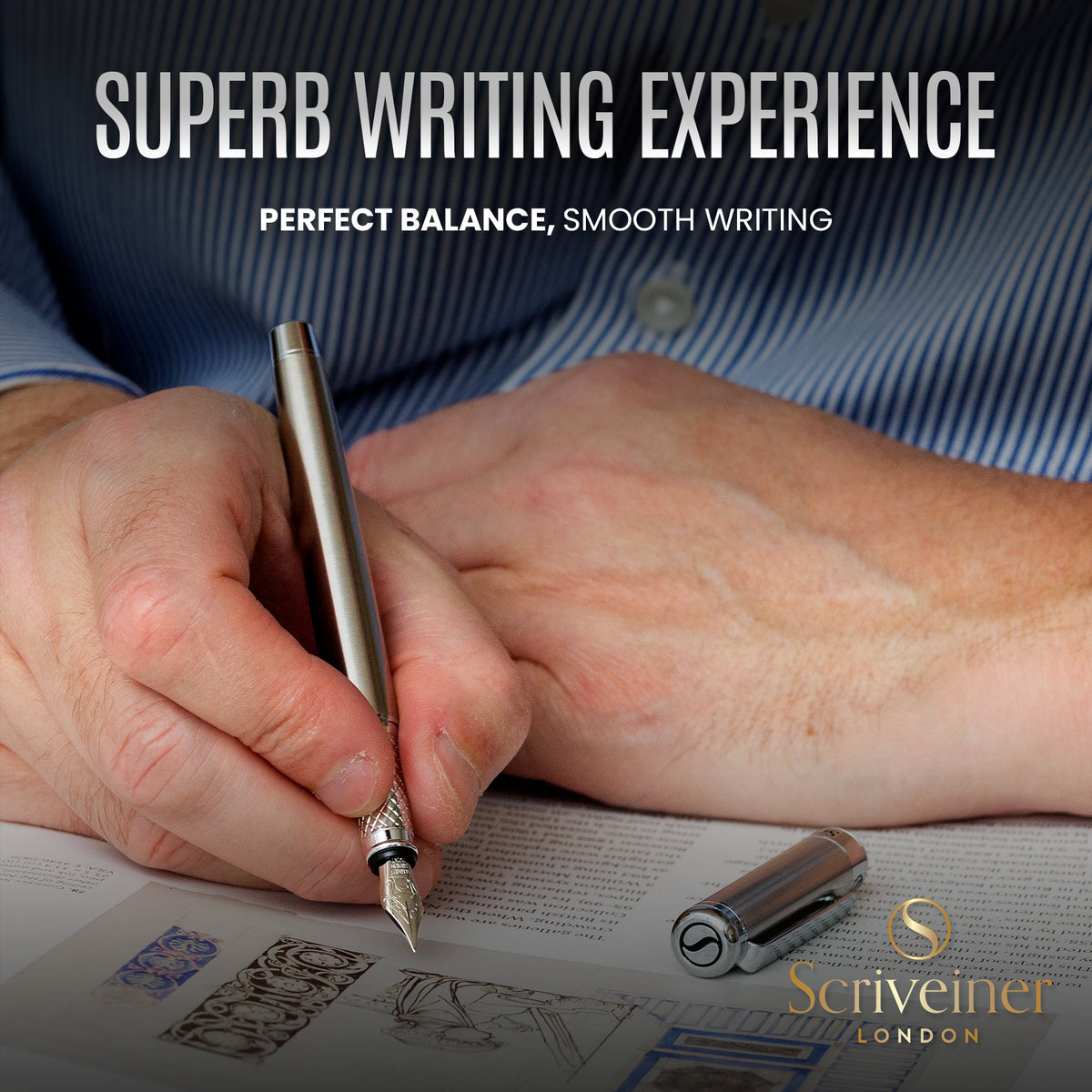 Scriveiner Classic Stainless Steel fountain Pen Medium Nib