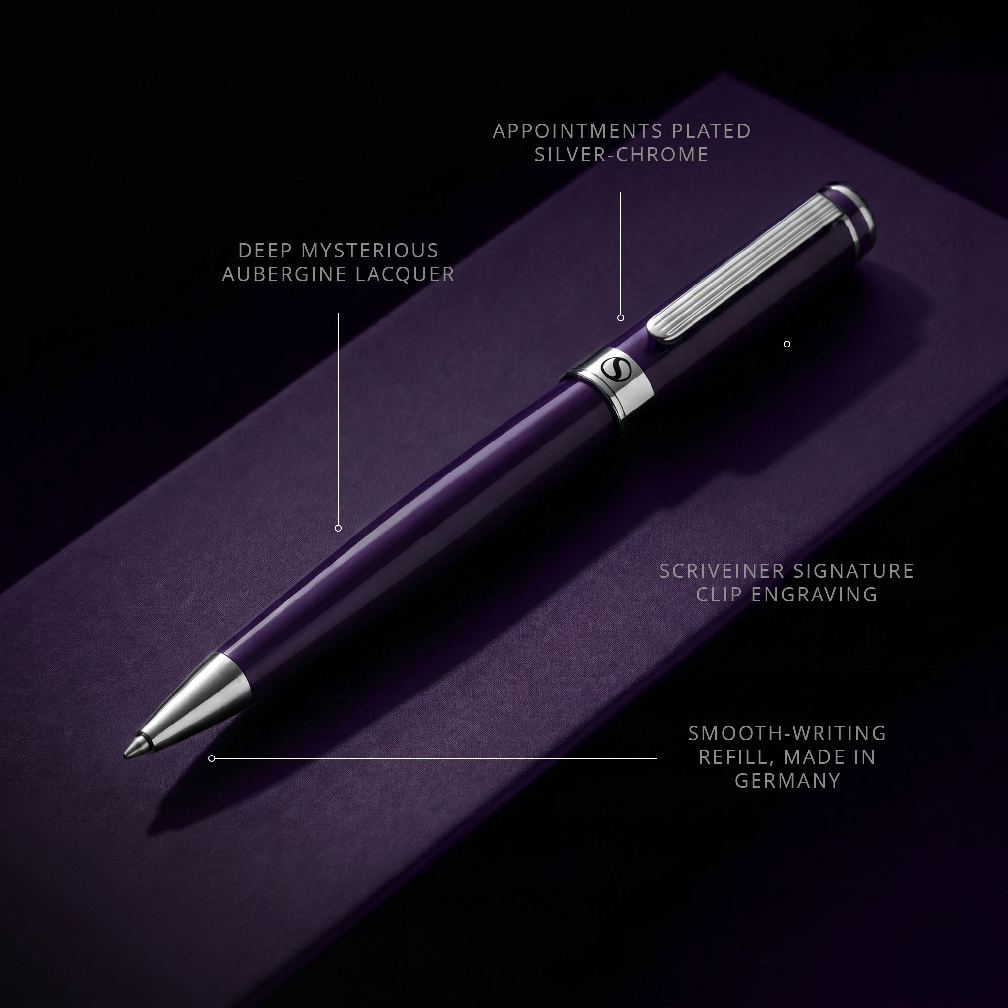 Scriveiner Classic Aubergine Ballpoint Pen