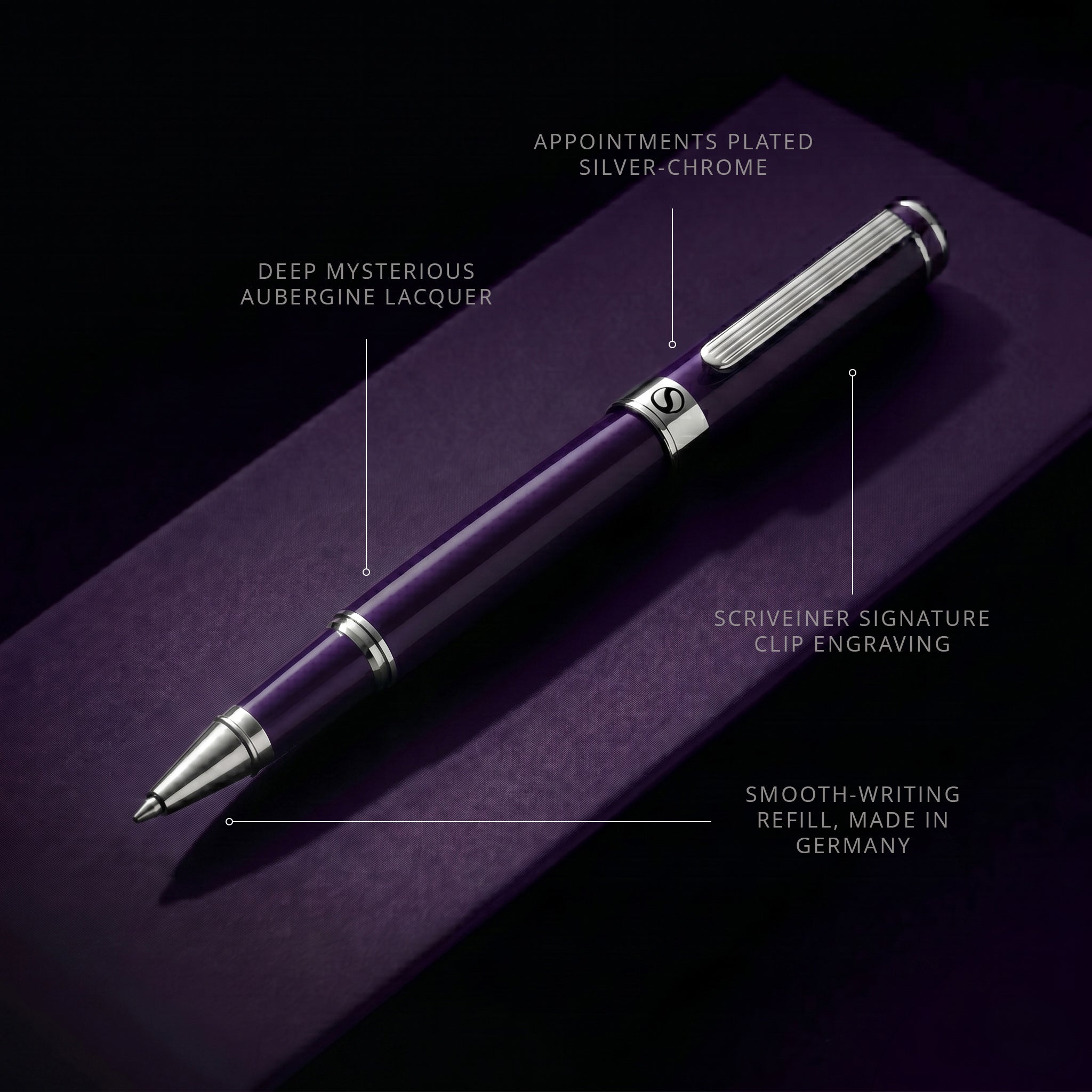 Scriveiner Classic Aubergine Rollerball Pen